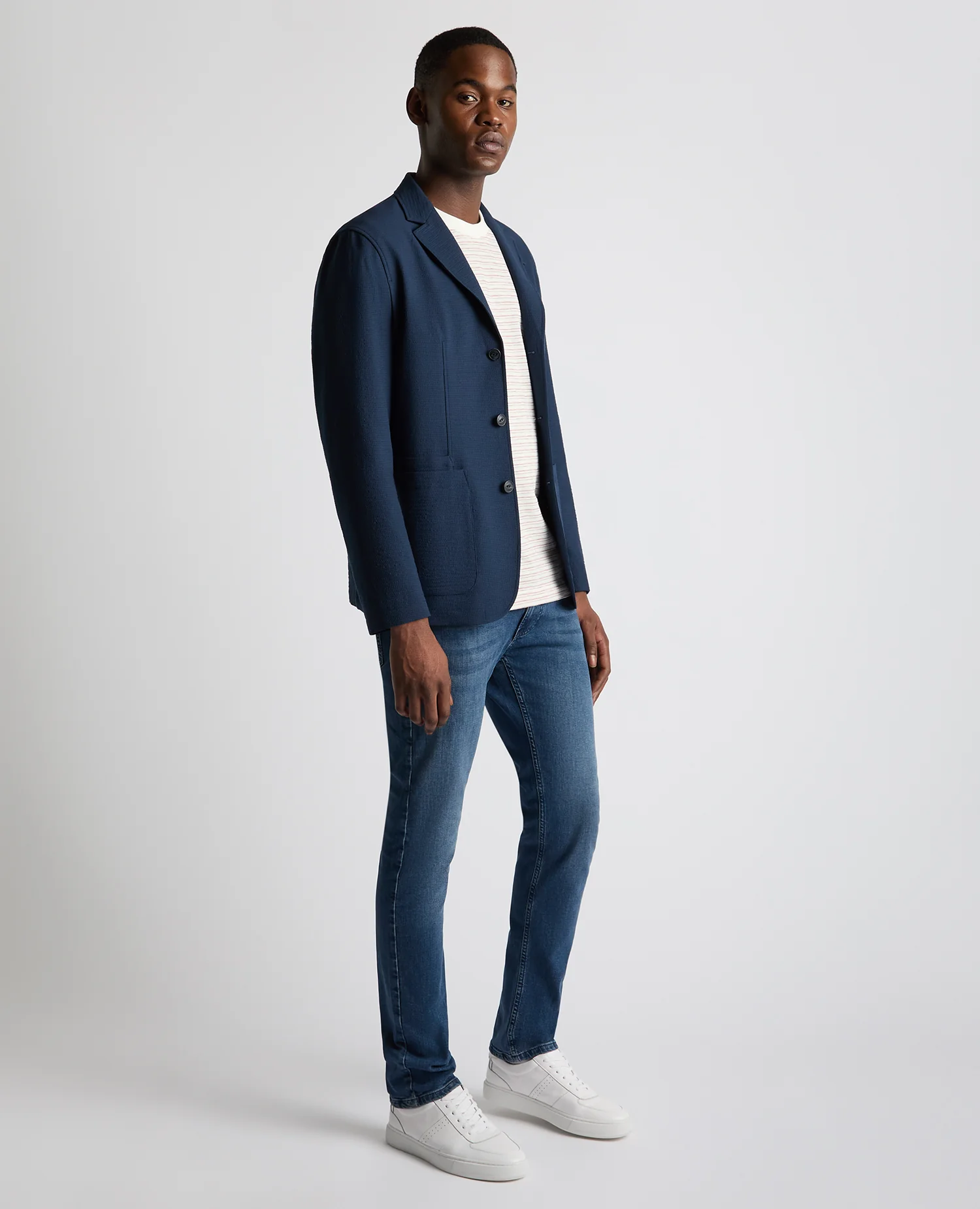 Slim Fit Seersucker De-Constructed Jacket - Image 4