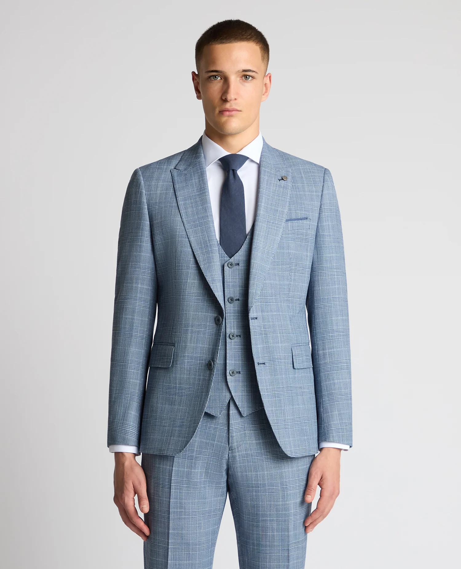 Slim Fit Stretch Blend Check Suit