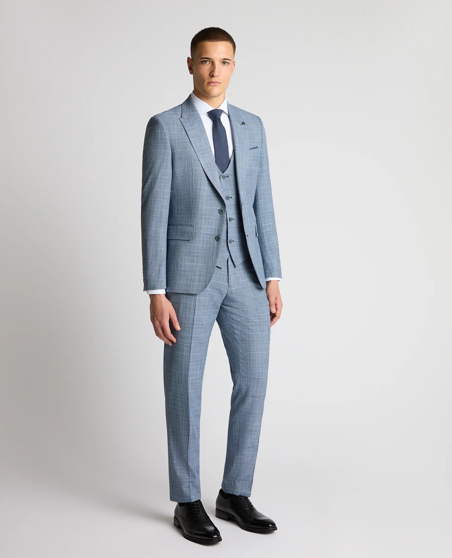 Slim Fit Stretch Blend Check Suit - Image 4