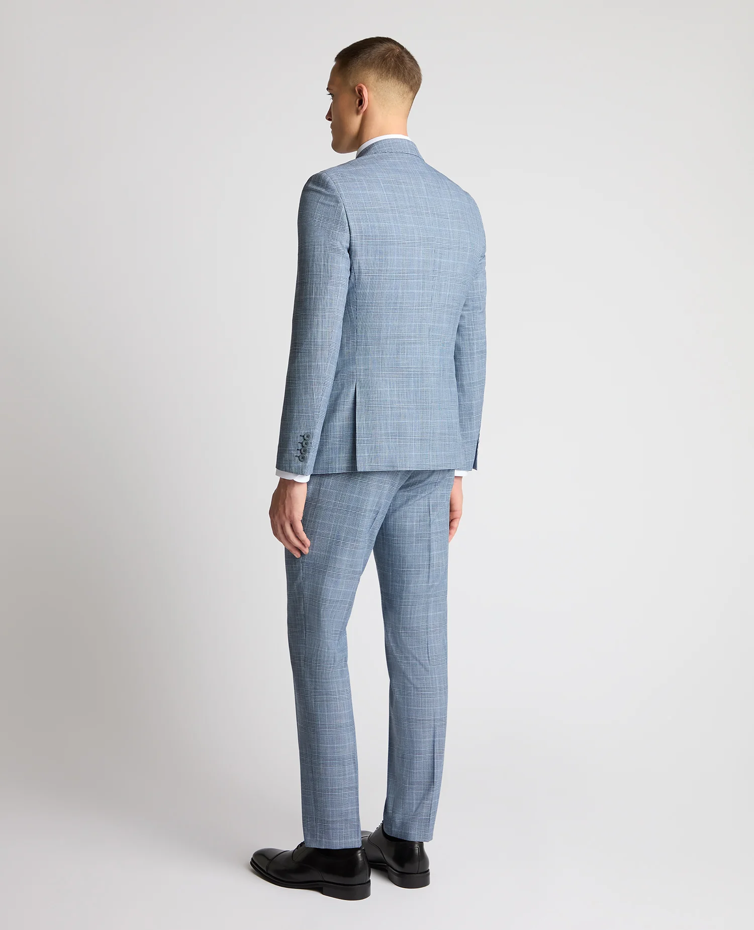 Slim Fit Stretch Blend Check Suit - Image 5
