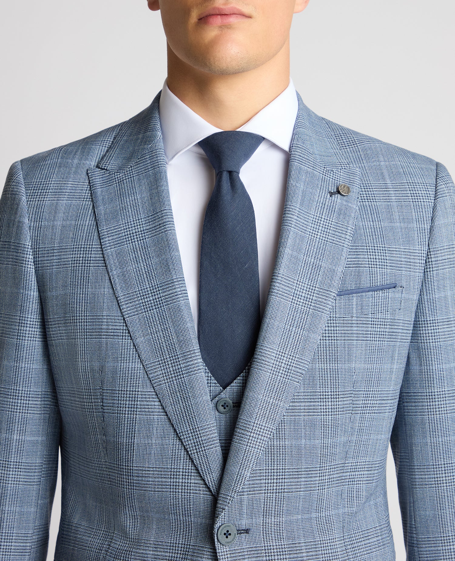 Slim Fit Stretch Blend Check Suit - Image 6