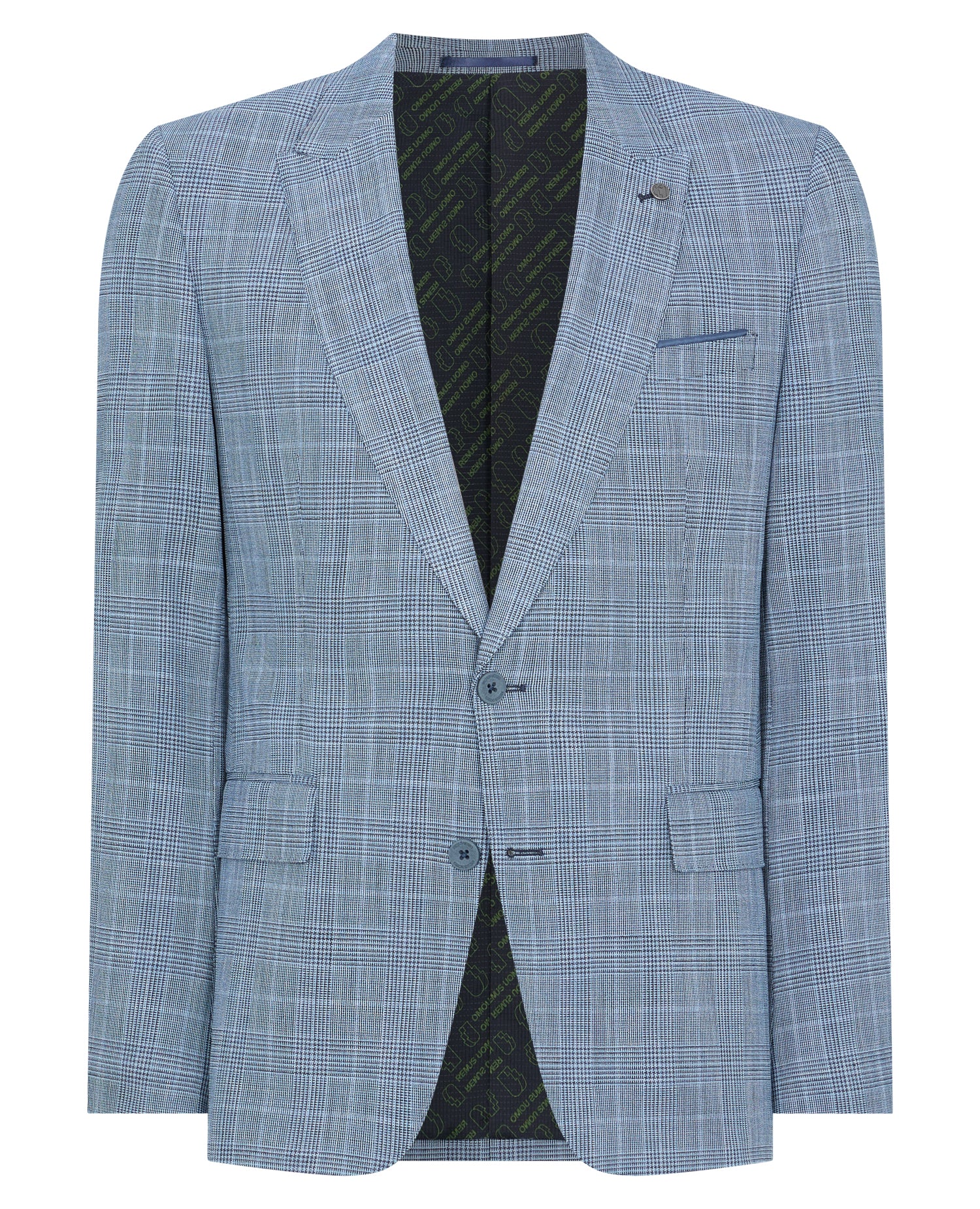Slim Fit Stretch Blend Check Suit - Image 8