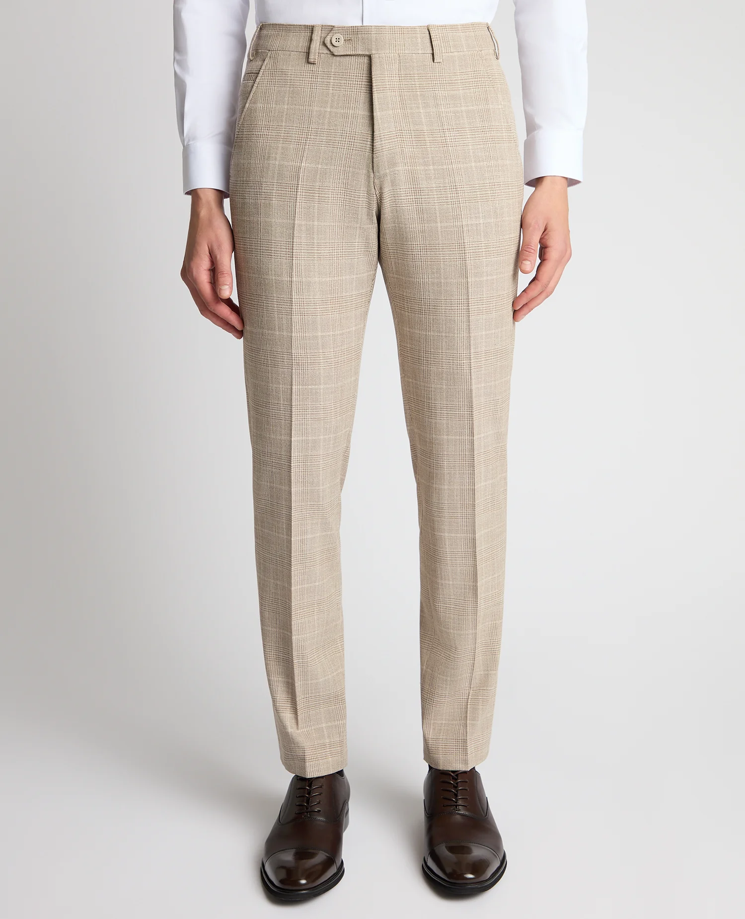 Slim Fit Stretch Blend Check Suit Trousers