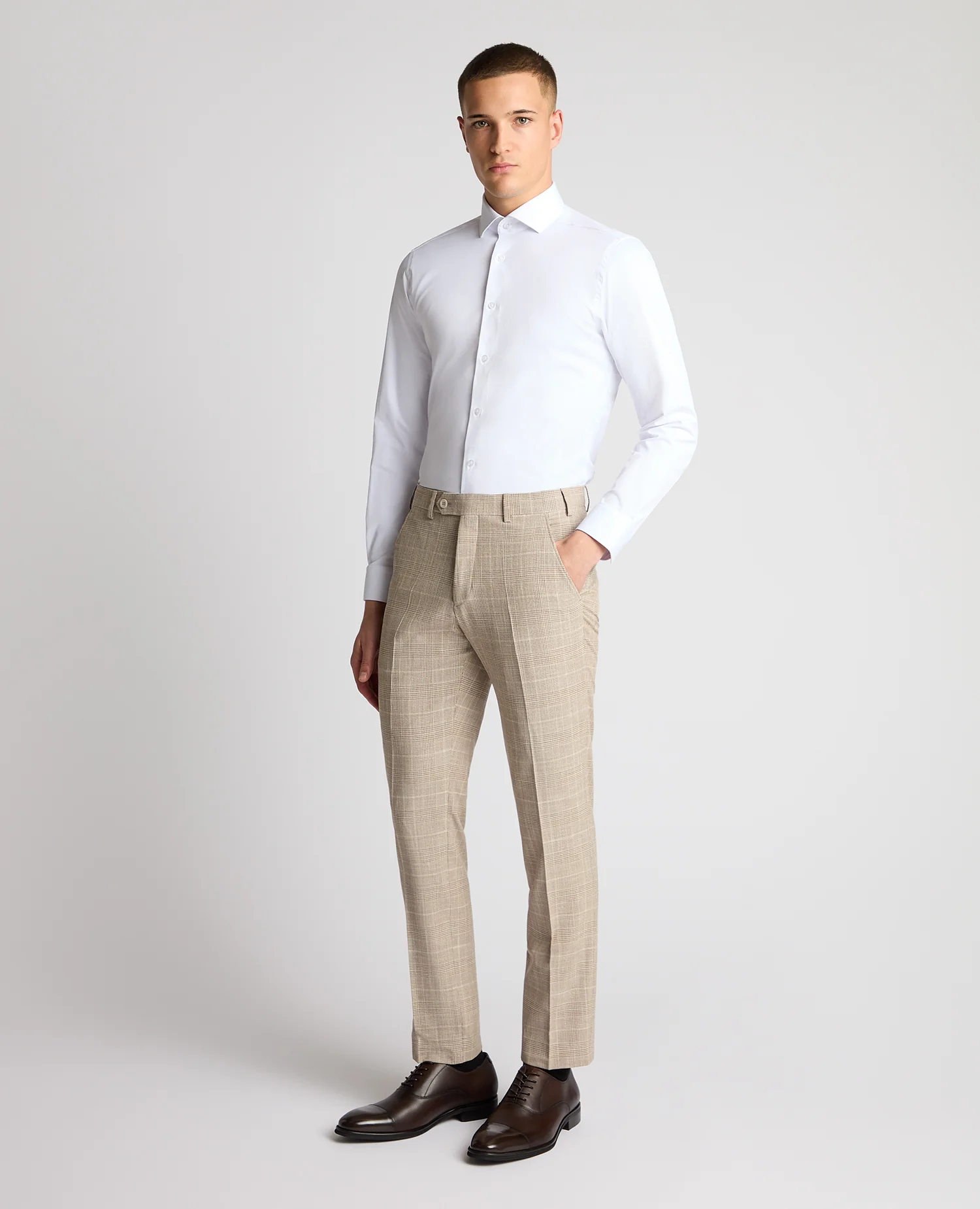 Slim Fit Stretch Blend Check Suit Trousers - Image 2