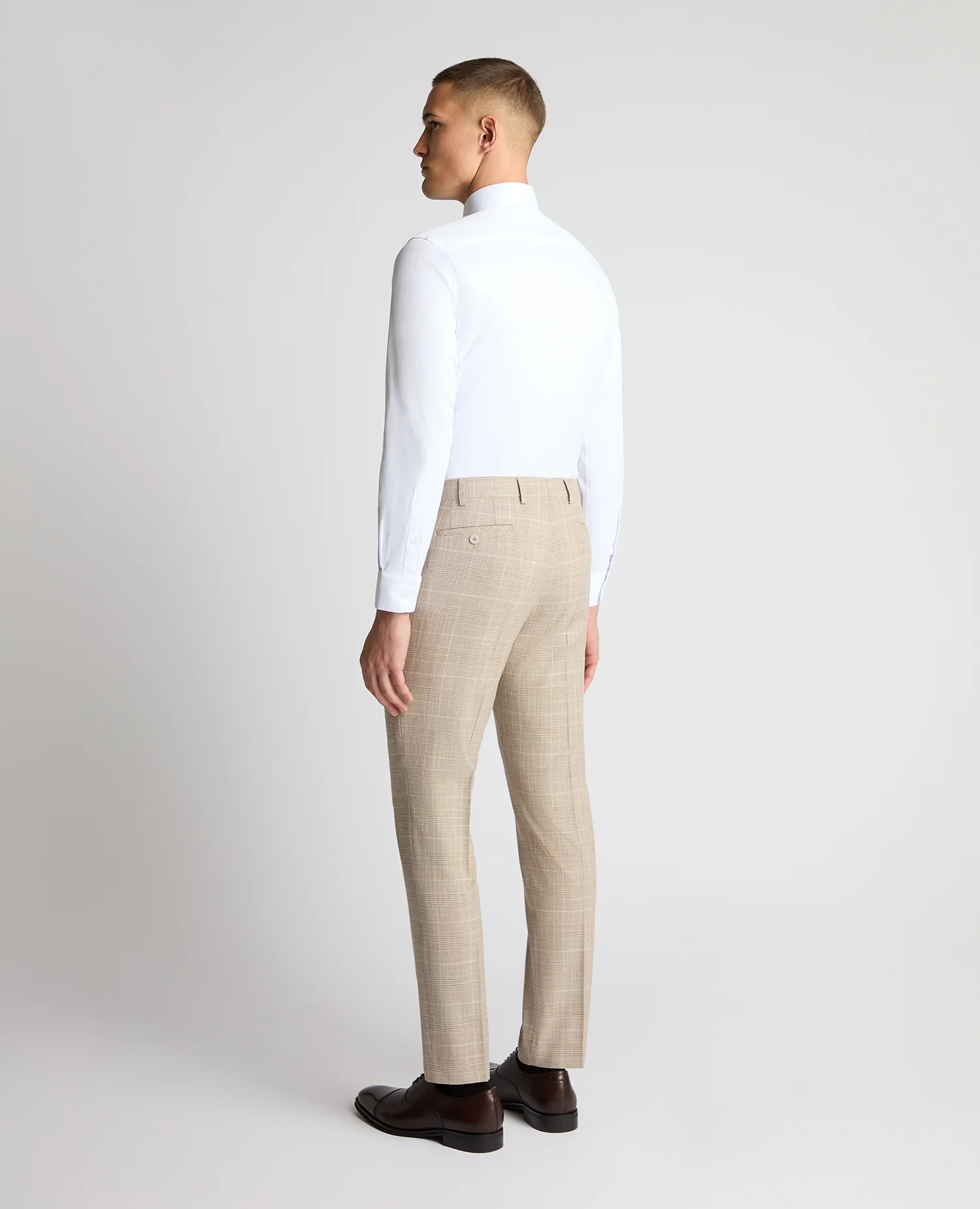 Slim Fit Stretch Blend Check Suit Trousers - Image 3