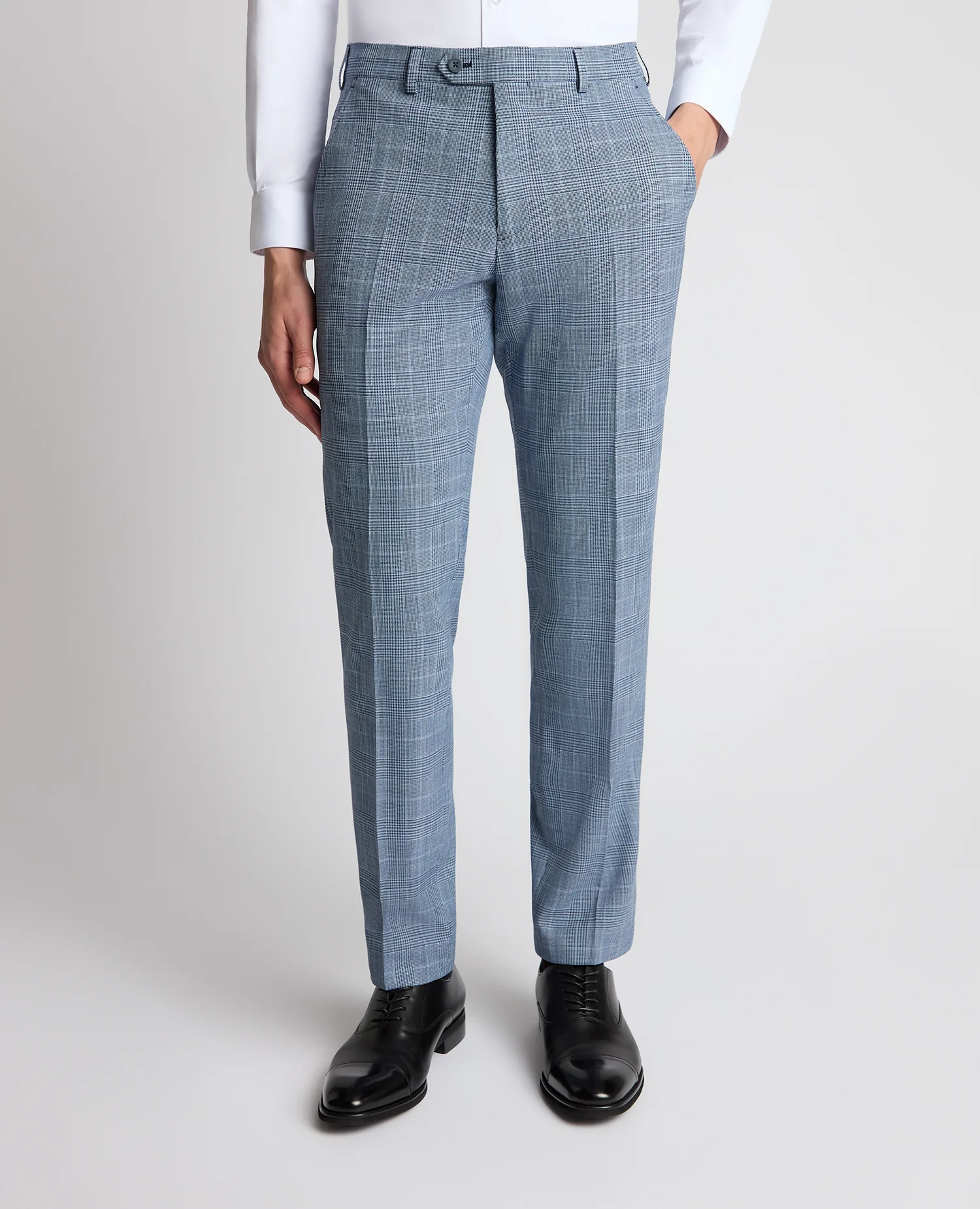 Slim Fit Stretch Blend Check Suit Trousers