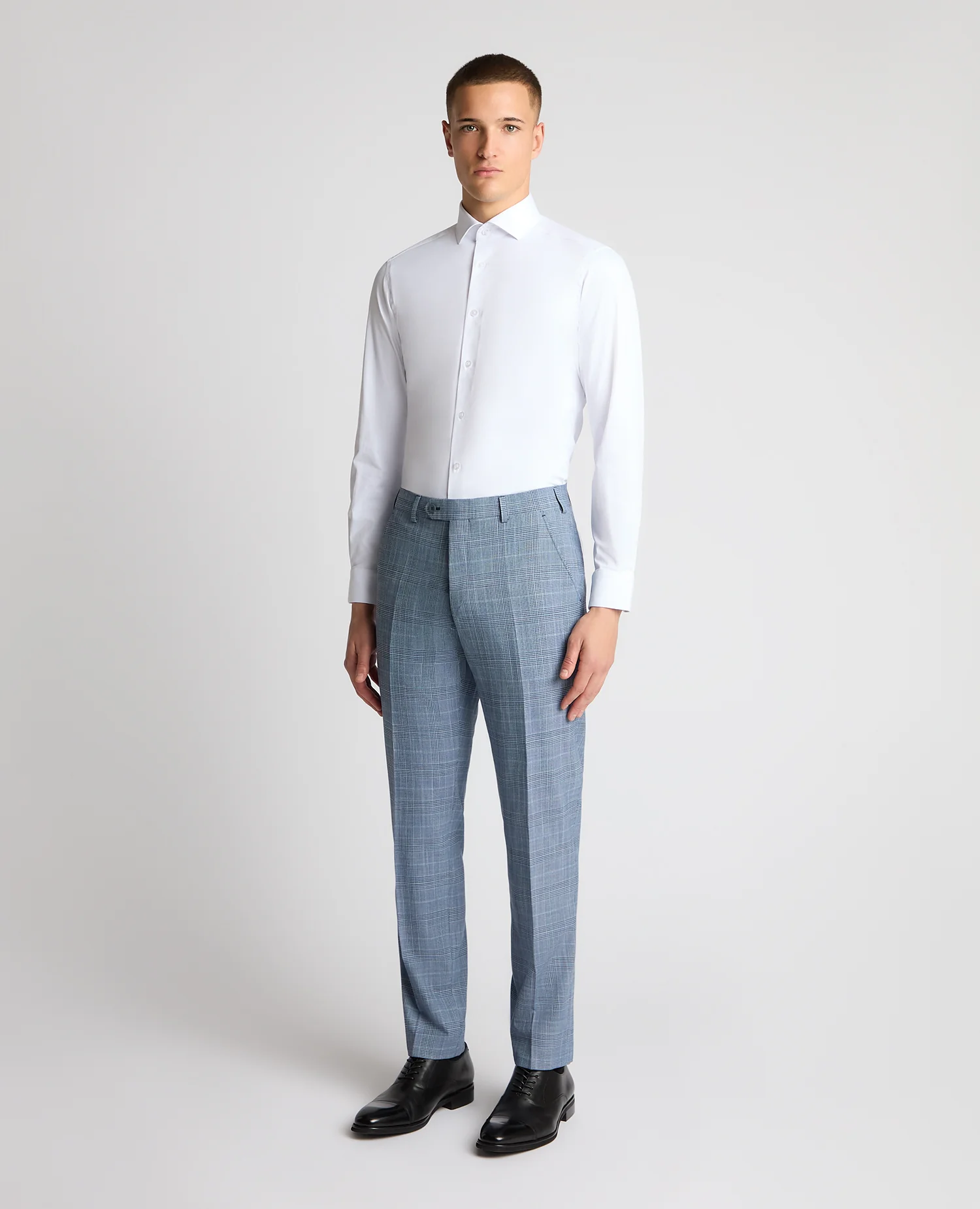 Slim Fit Stretch Blend Check Suit Trousers - Image 2