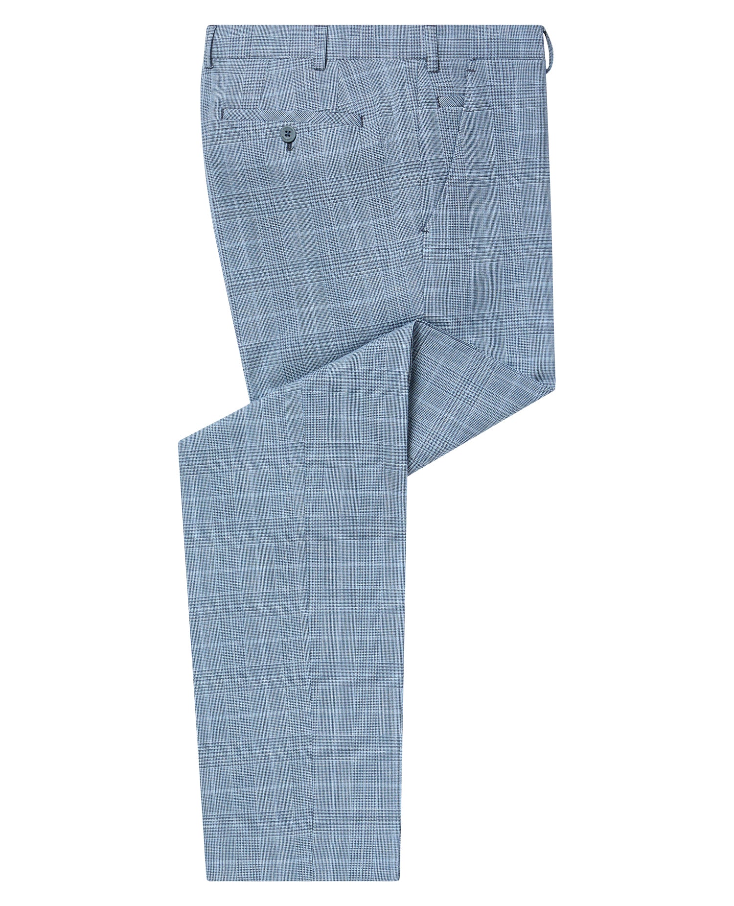Slim Fit Stretch Blend Check Suit Trousers - Image 6