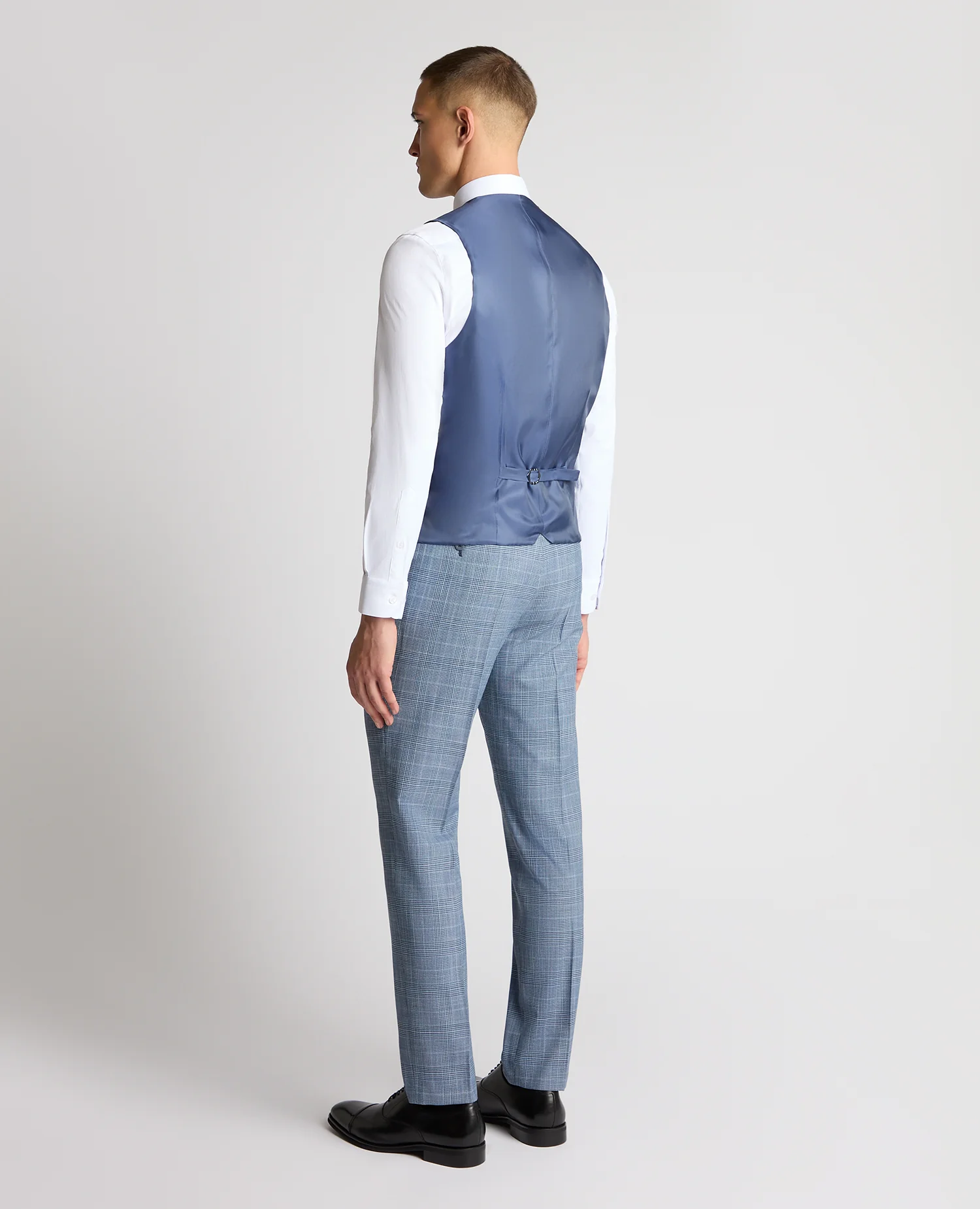Slim Fit Stretch Blend Check Suit Waistcoat - Image 3