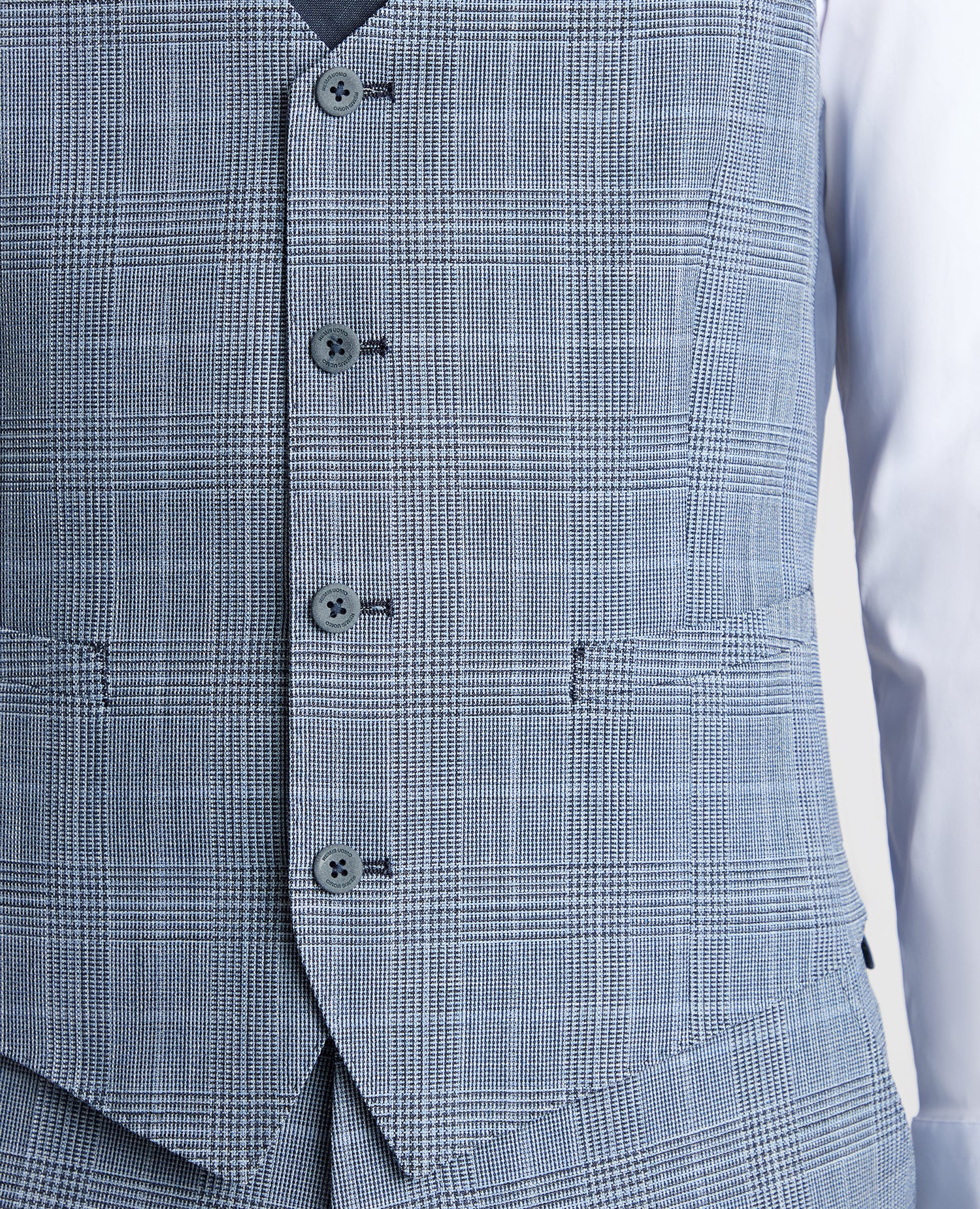 Slim Fit Stretch Blend Check Suit Waistcoat - Image 4