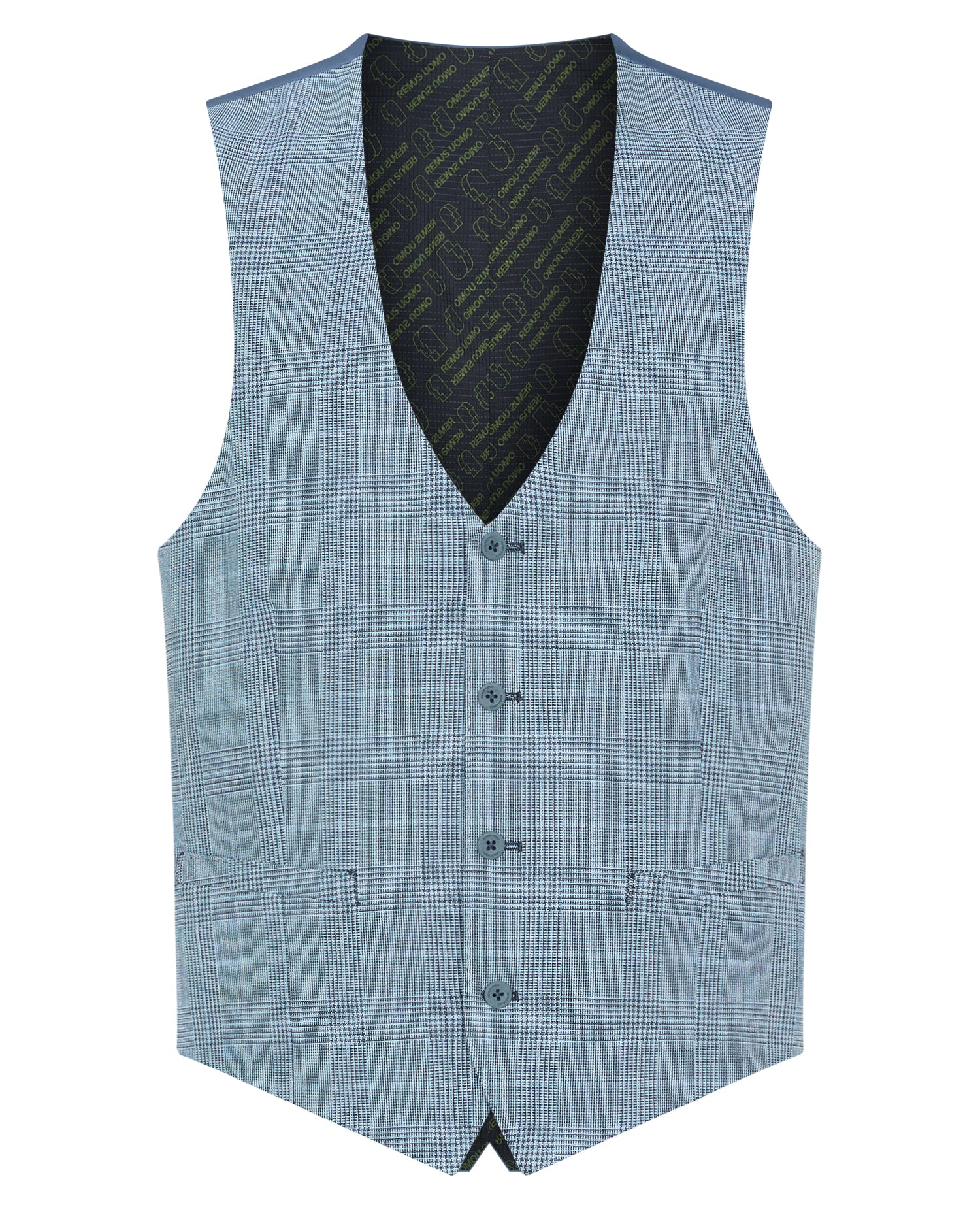 Slim Fit Stretch Blend Check Suit Waistcoat - Image 5