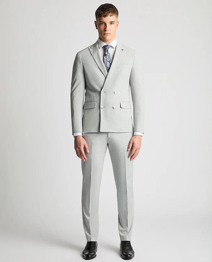 Slim Fit Stretch Double Breasted Suit Jacket - Image 2