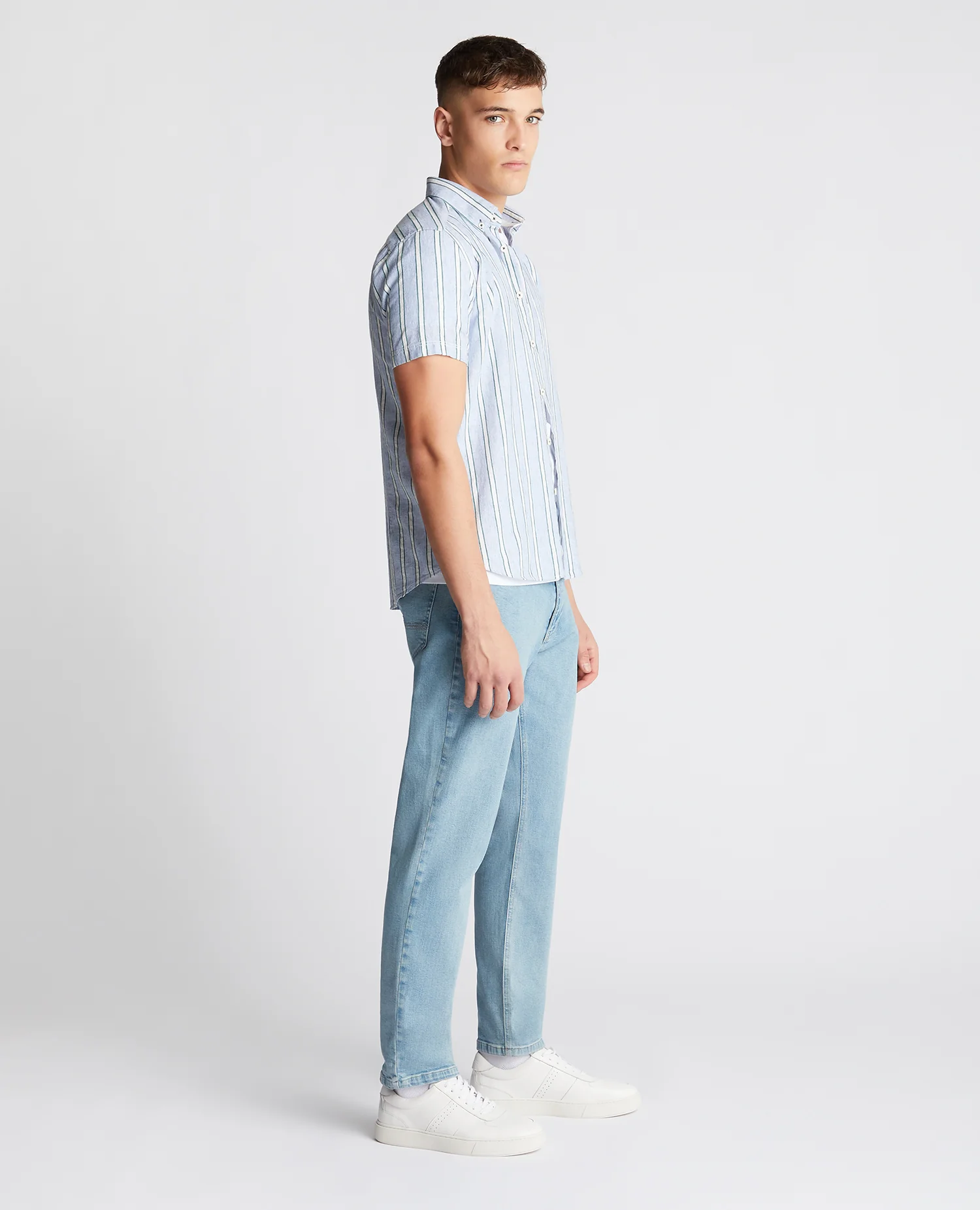 Slim Fit Striped Cotton-Linen Shirt - Image 3