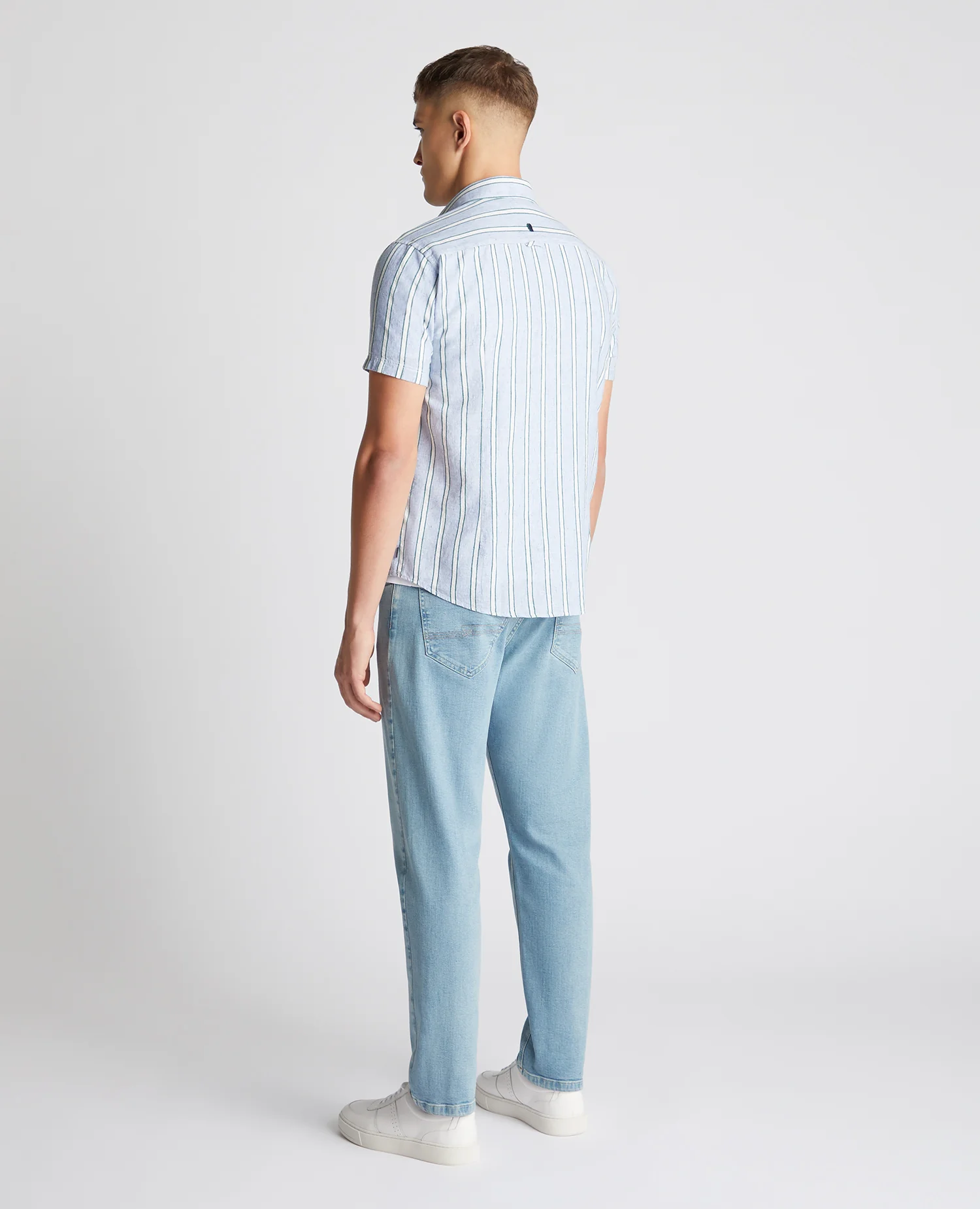 Slim Fit Striped Cotton-Linen Shirt - Image 4