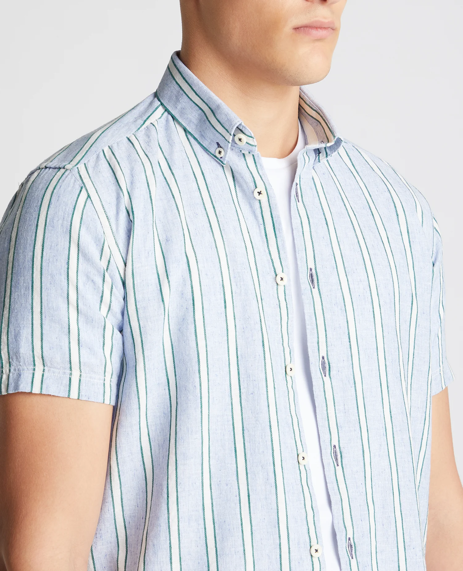 Slim Fit Striped Cotton-Linen Shirt - Image 5