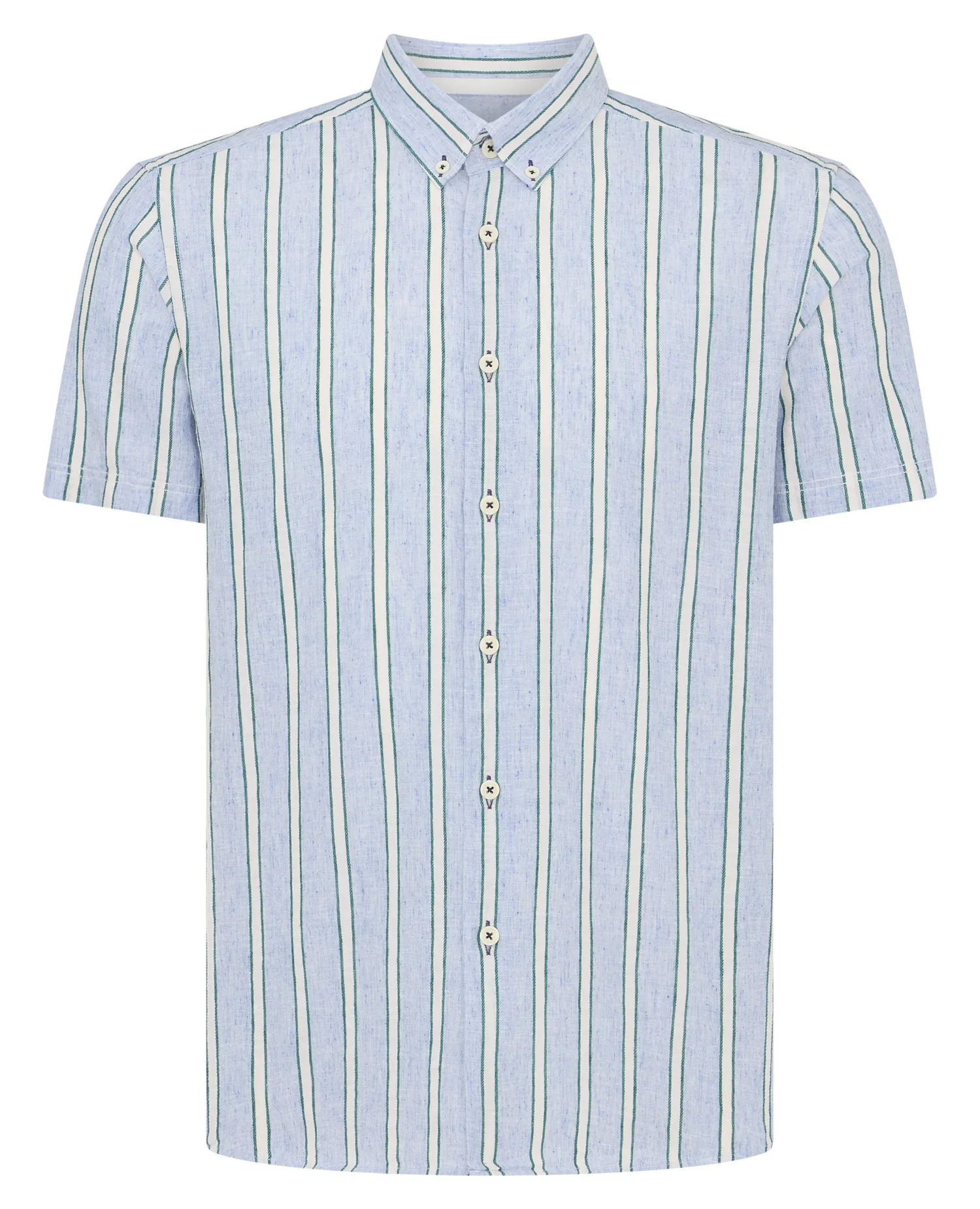 Slim Fit Striped Cotton-Linen Shirt - Image 7