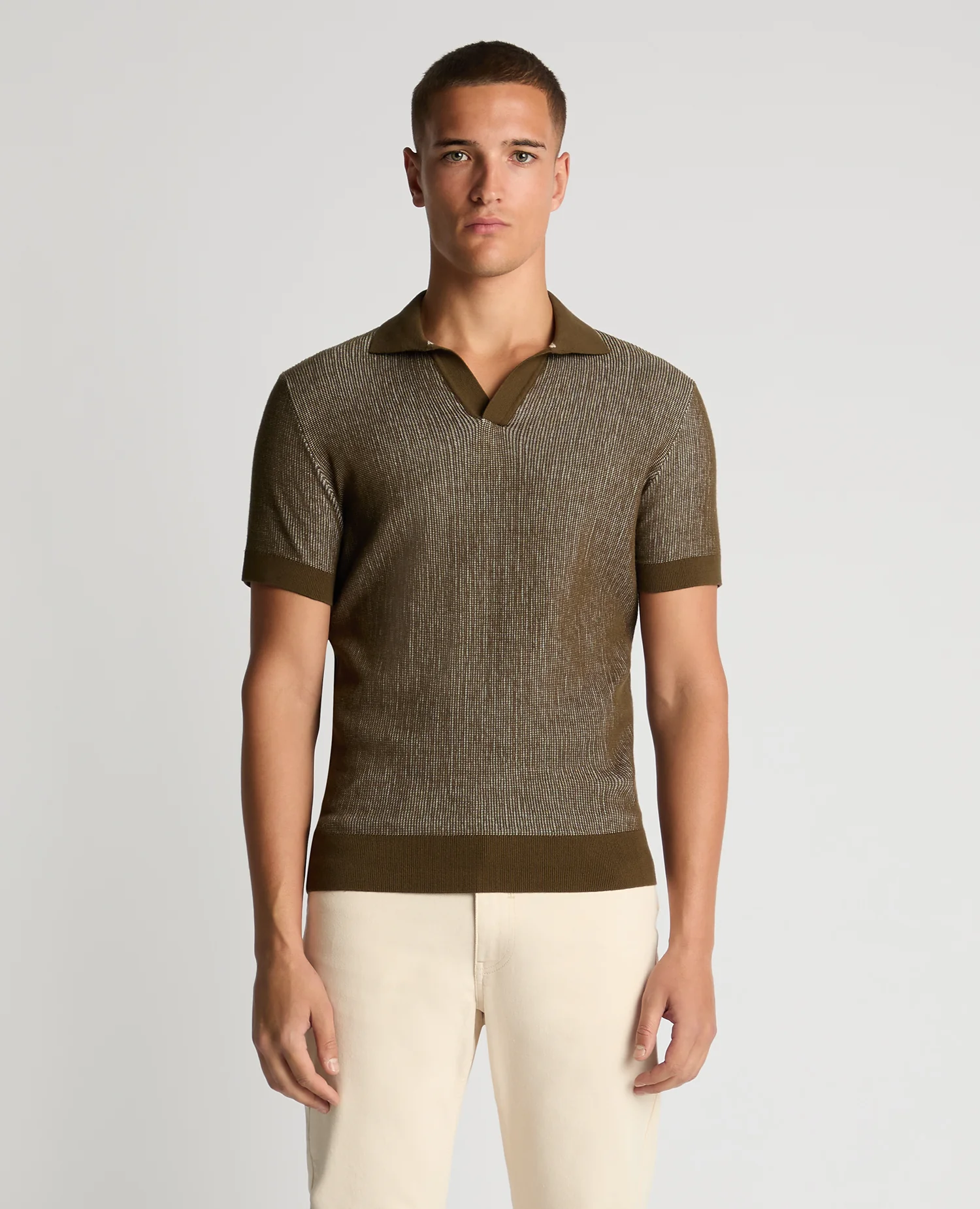Slim Fit Textured Knit Polo