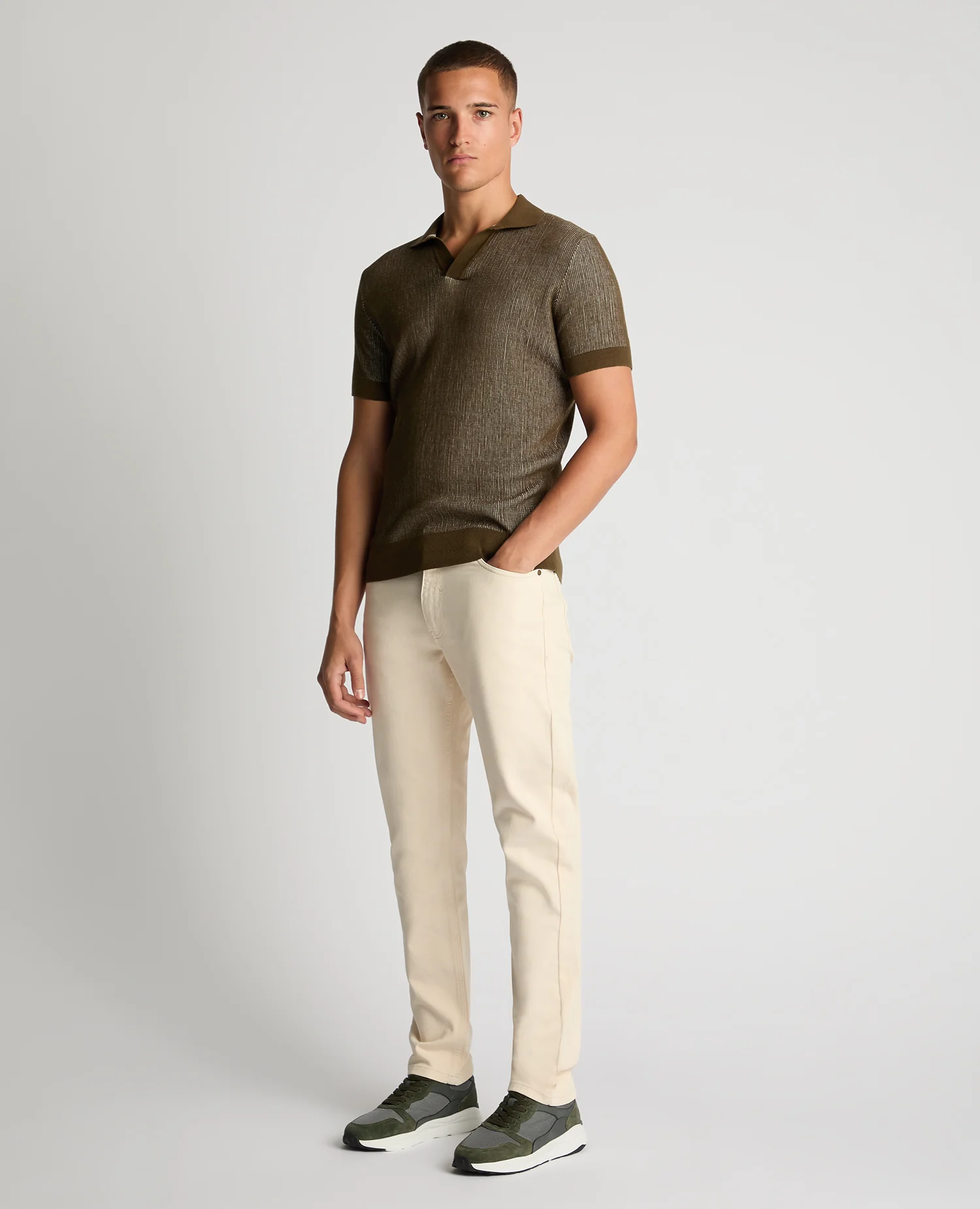 Slim Fit Textured Knit Polo - Image 2