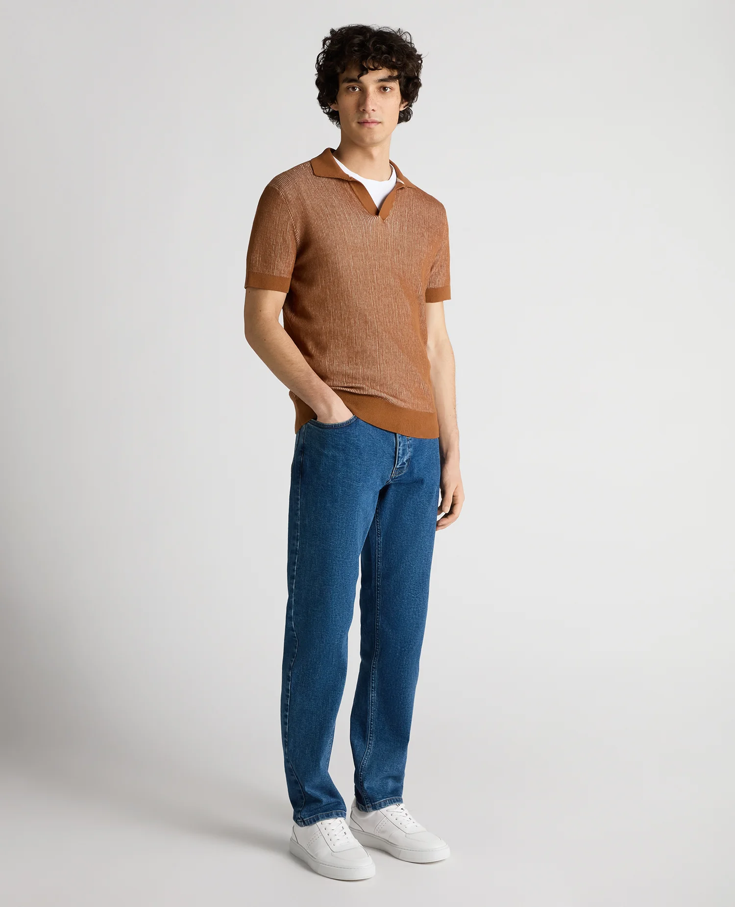 Slim Fit Textured Knit Polo - Image 2
