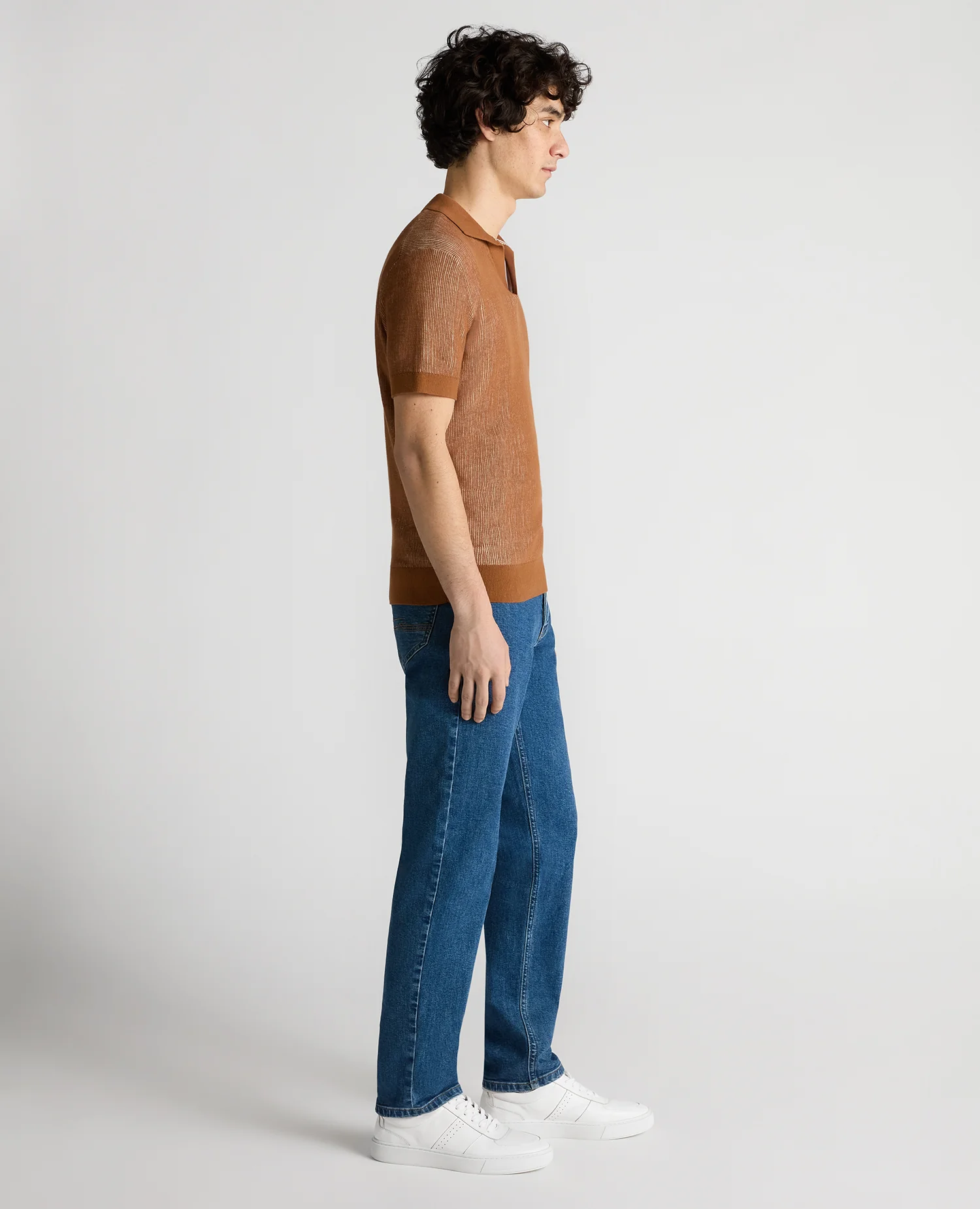 Slim Fit Textured Knit Polo - Image 4