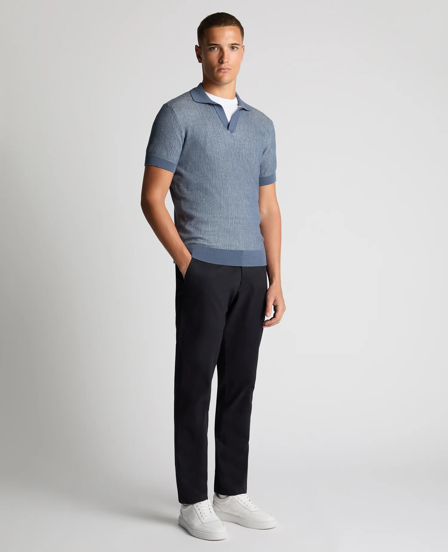 Slim Fit Textured Knit Polo - Image 2
