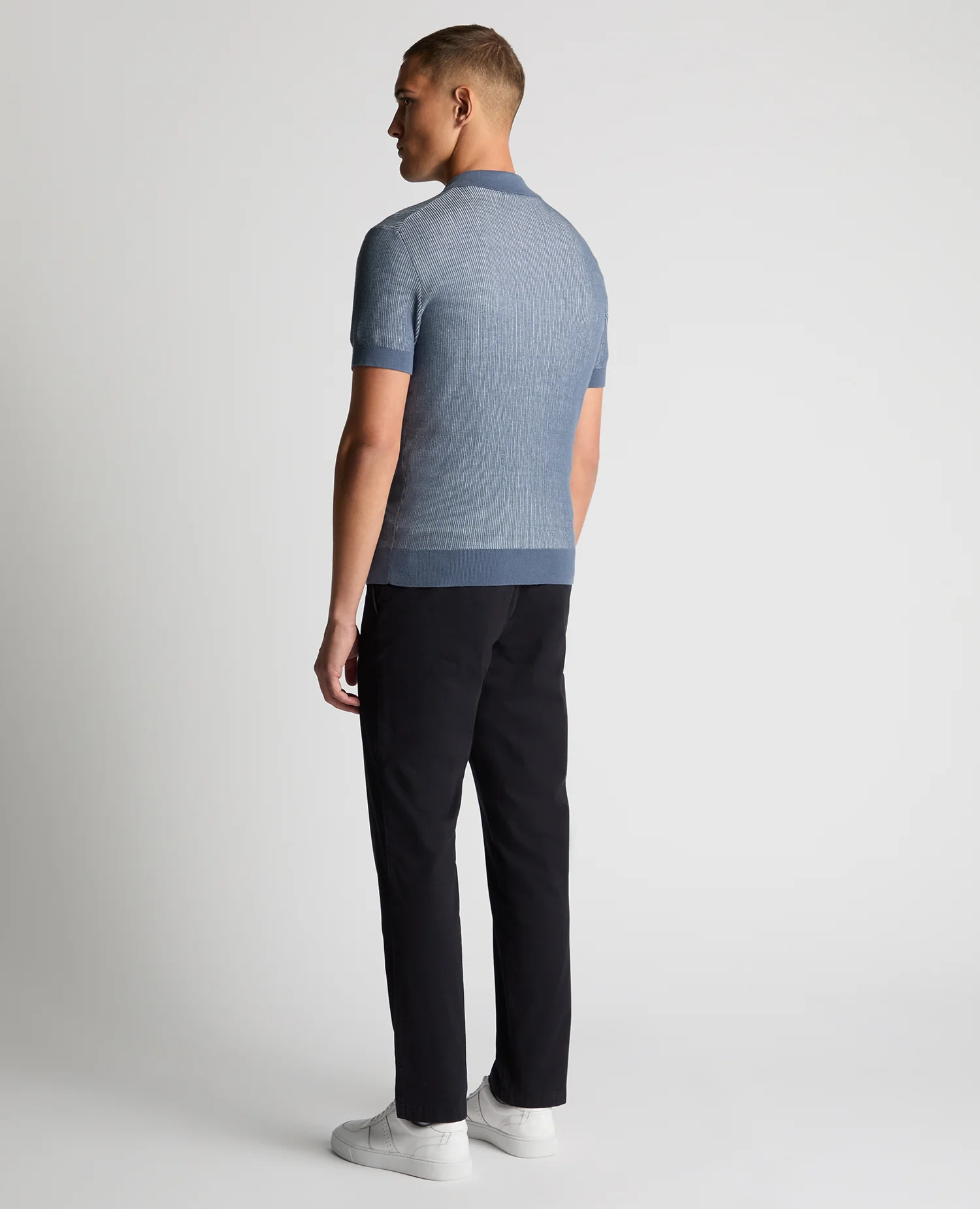 Slim Fit Textured Knit Polo - Image 3