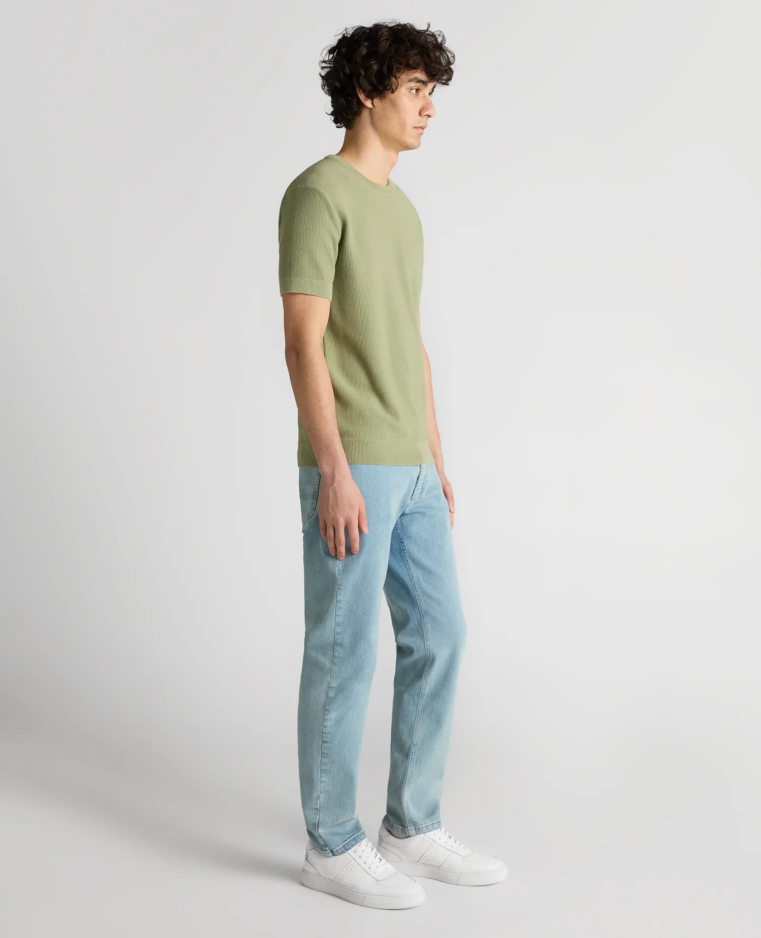 Slim Fit Wafffle Knitted Tee - Image 3