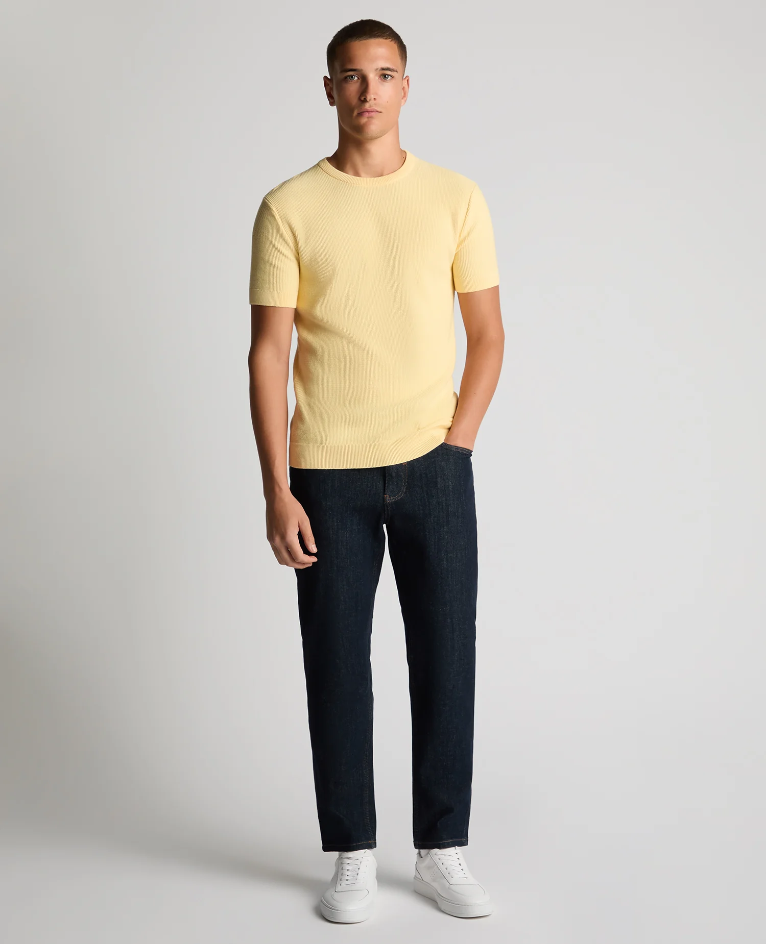 Slim Fit Wafffle Knitted Tee - Image 2