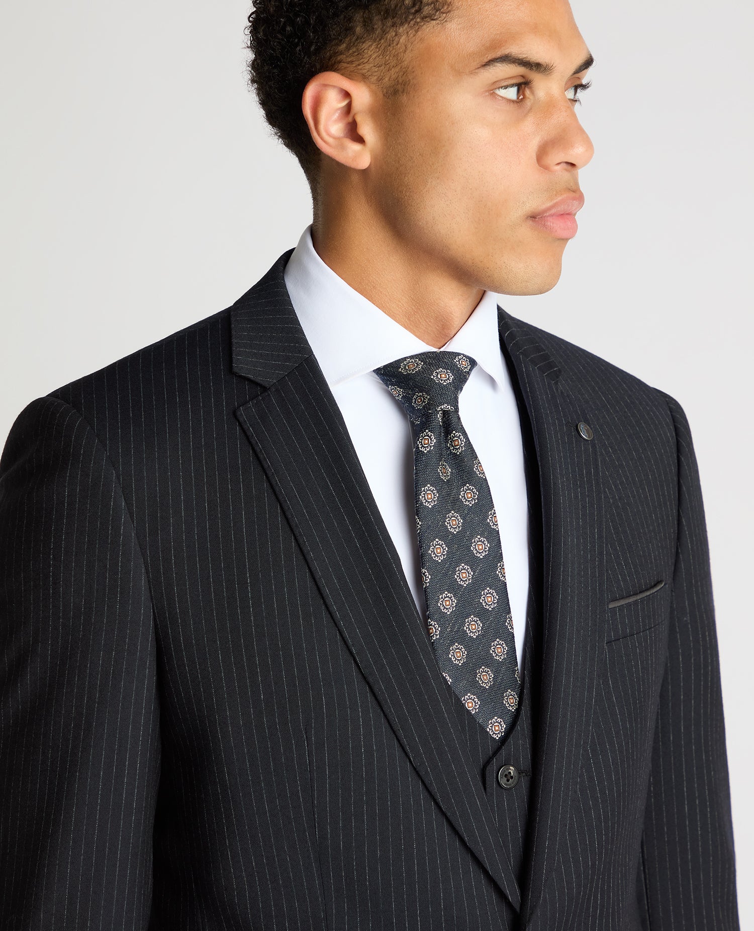 Slim Fit Pinstripe Wool Rich Suit - Image 5