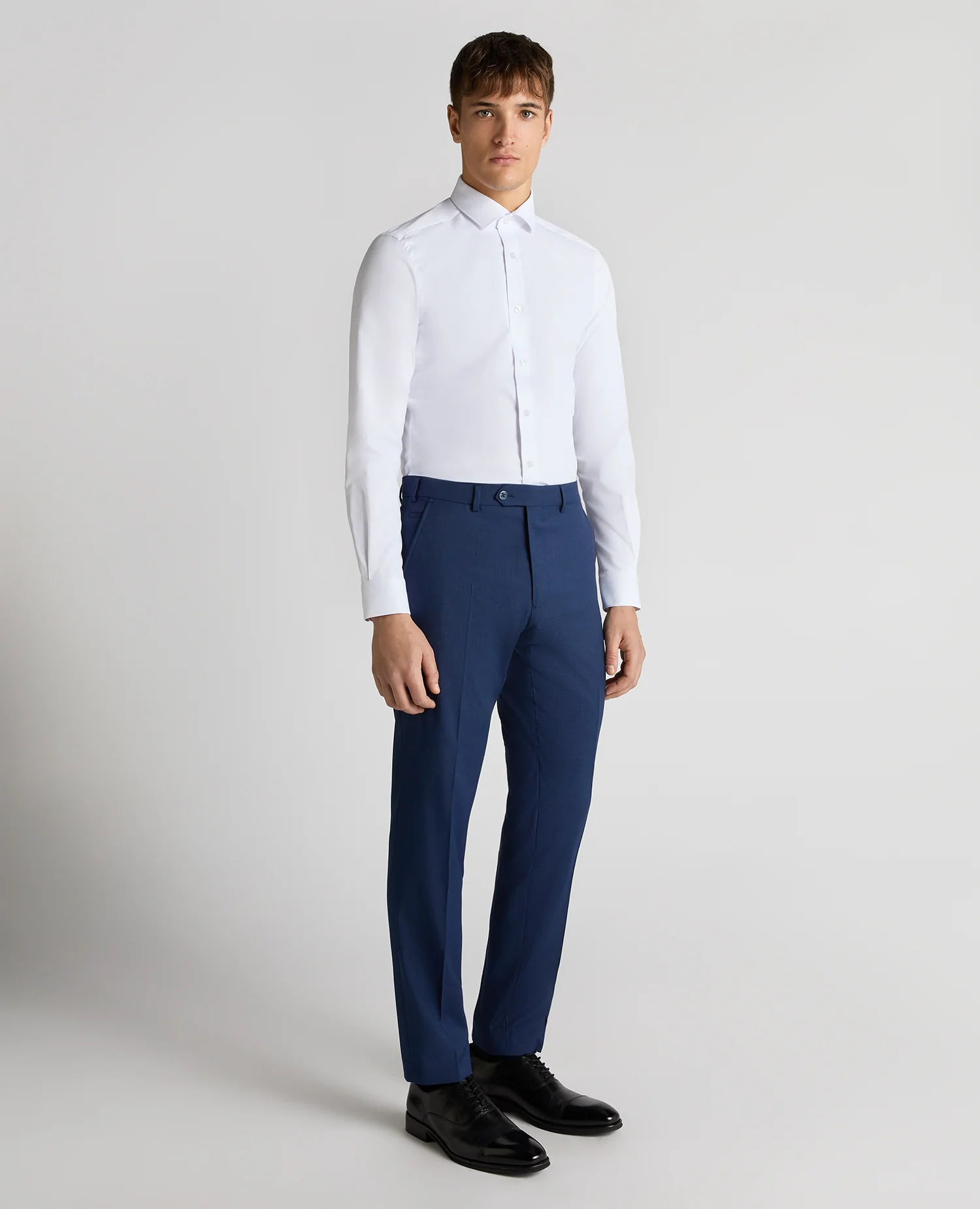 Slim Leg Checked Stretch Formal Trousers - Image 2