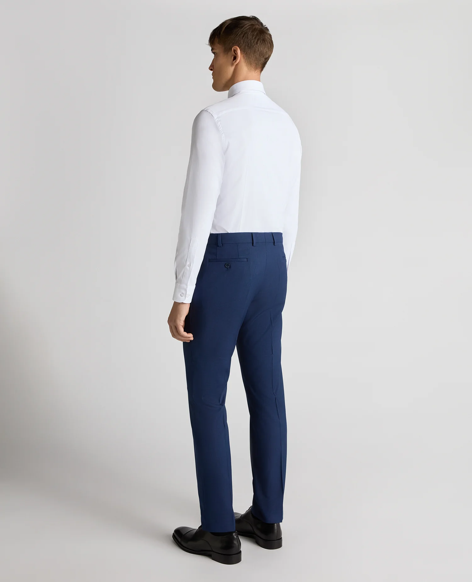 Slim Leg Checked Stretch Formal Trousers - Image 3