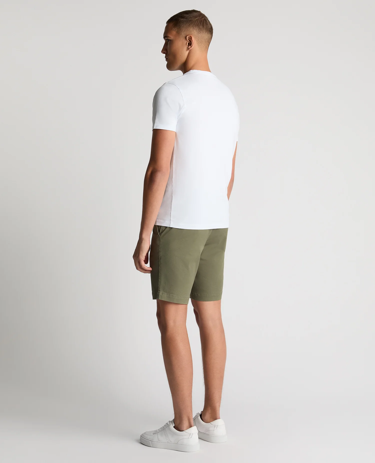 Green Slim Leg Cotton-Stretch Chino Short - Image 3