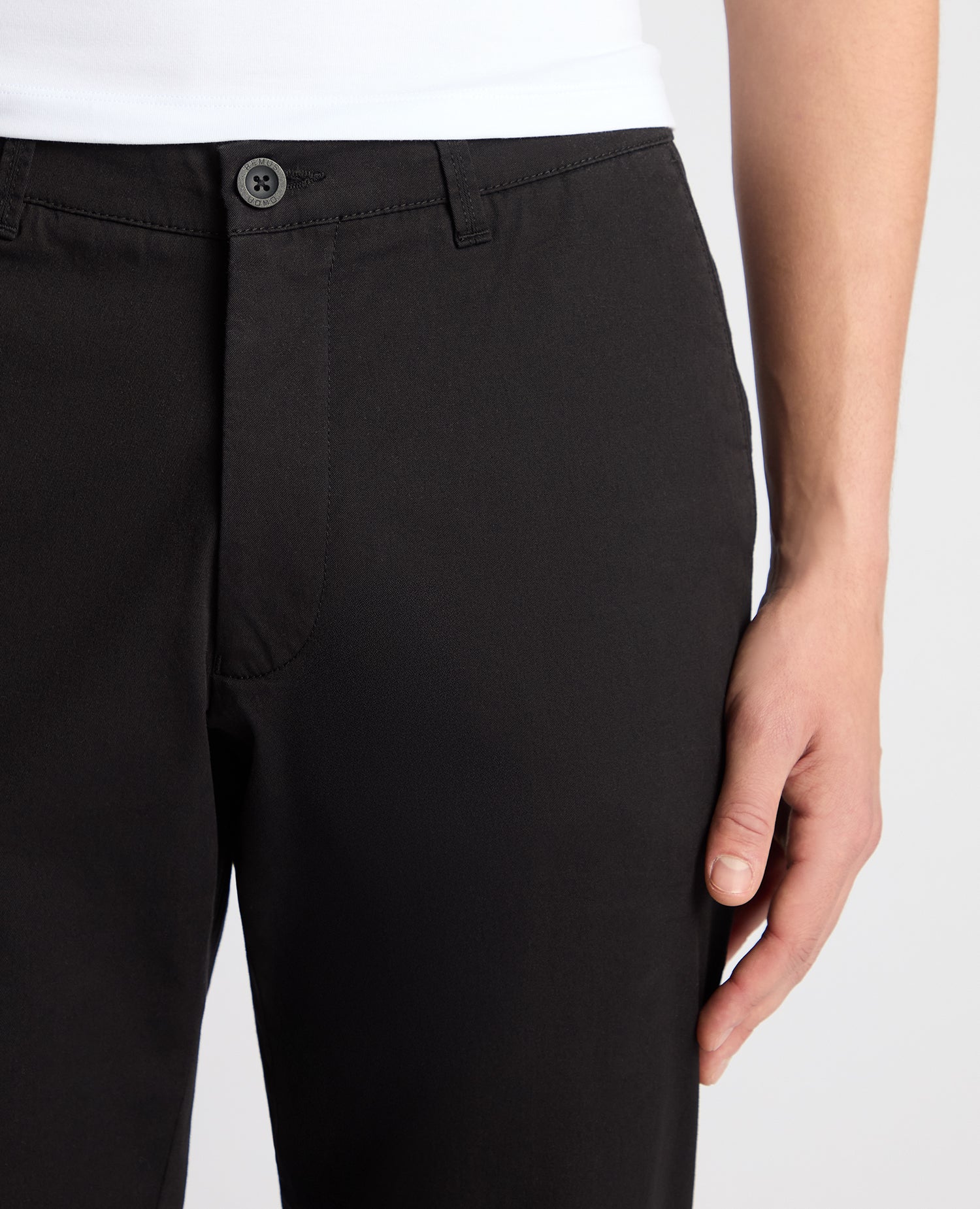Black Slim Leg Cotton-Stretch Chinos - Image 4