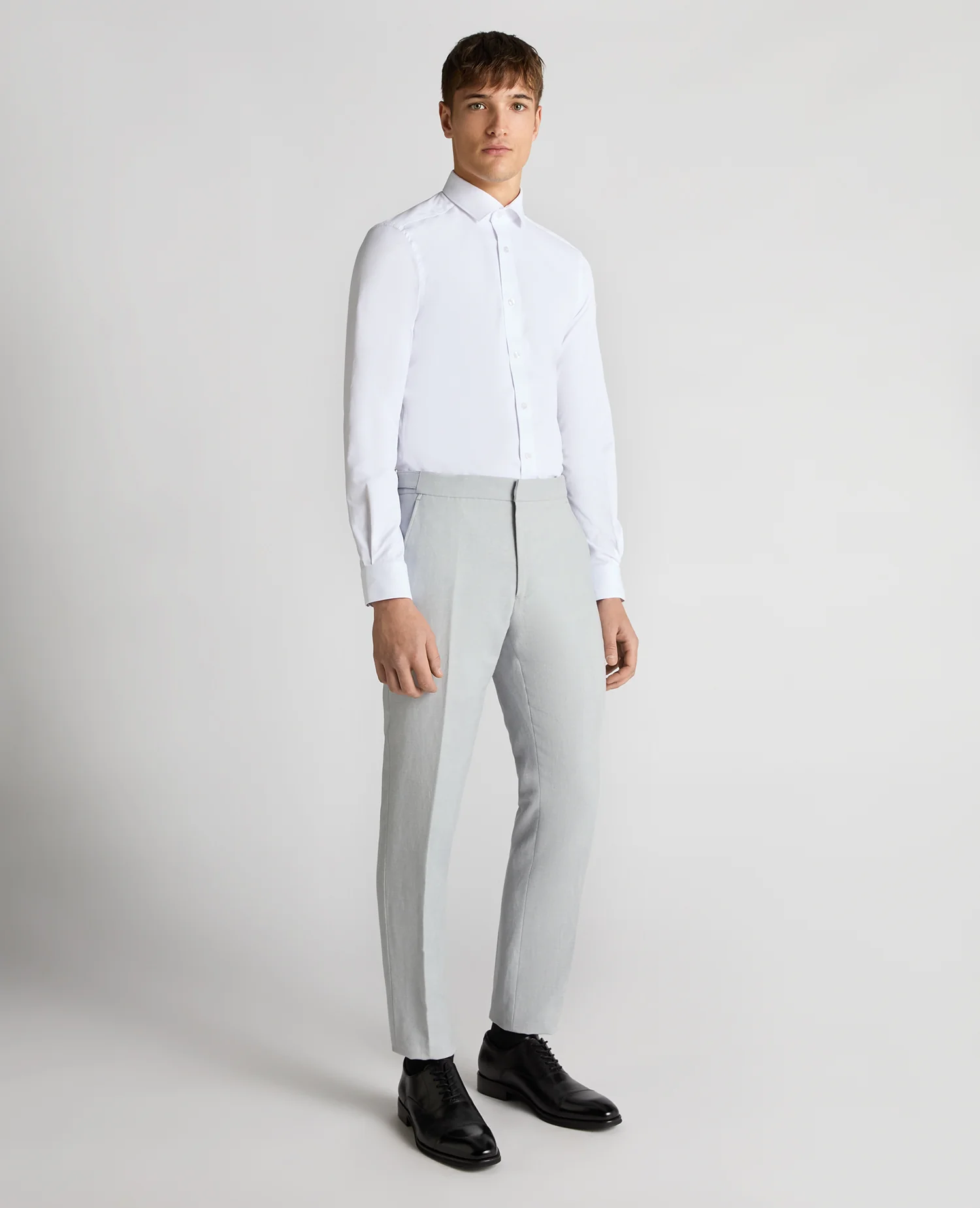 Slim Leg Linen-Blend Formal Trousers - Image 2