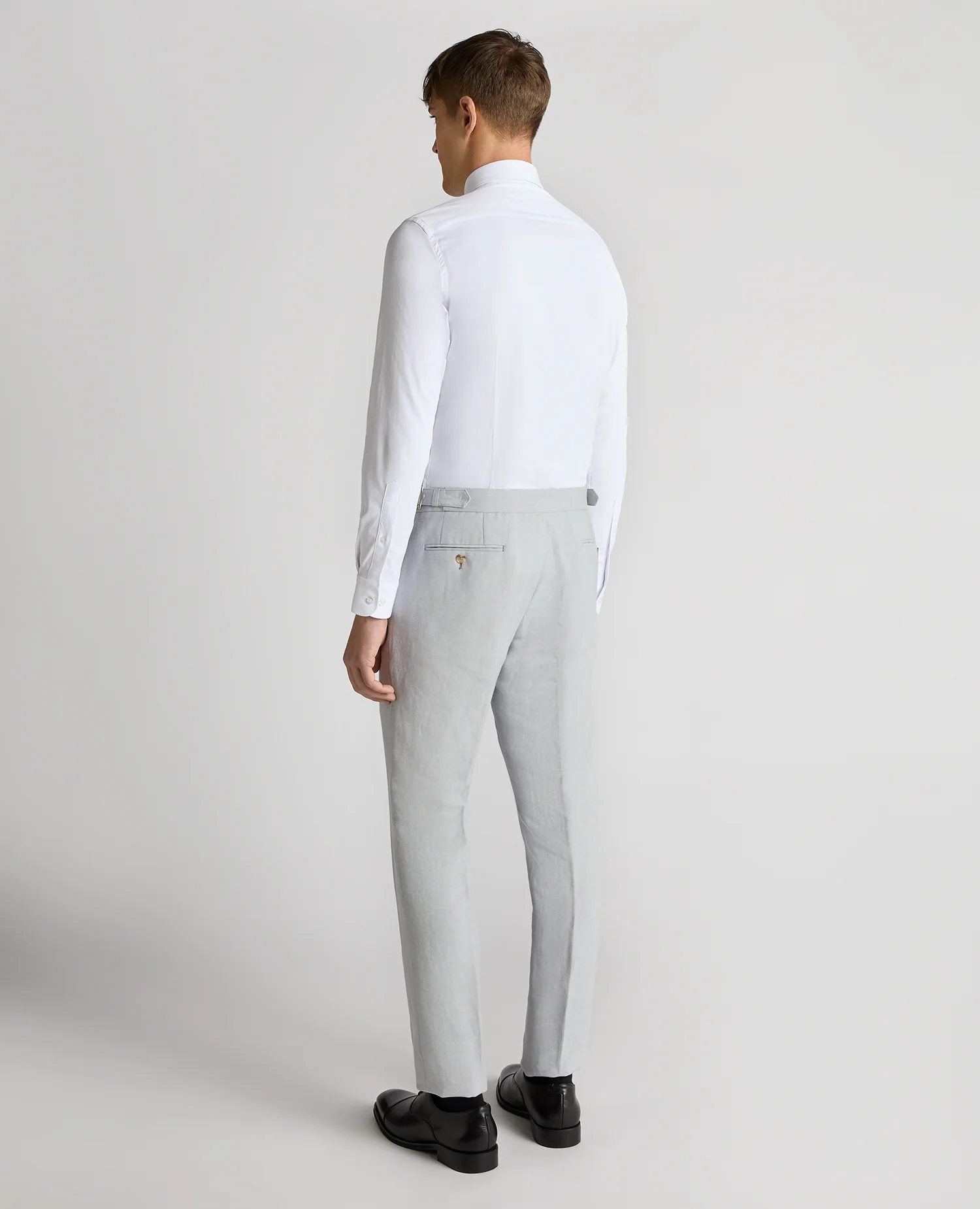 Slim Leg Linen-Blend Formal Trousers - Image 3