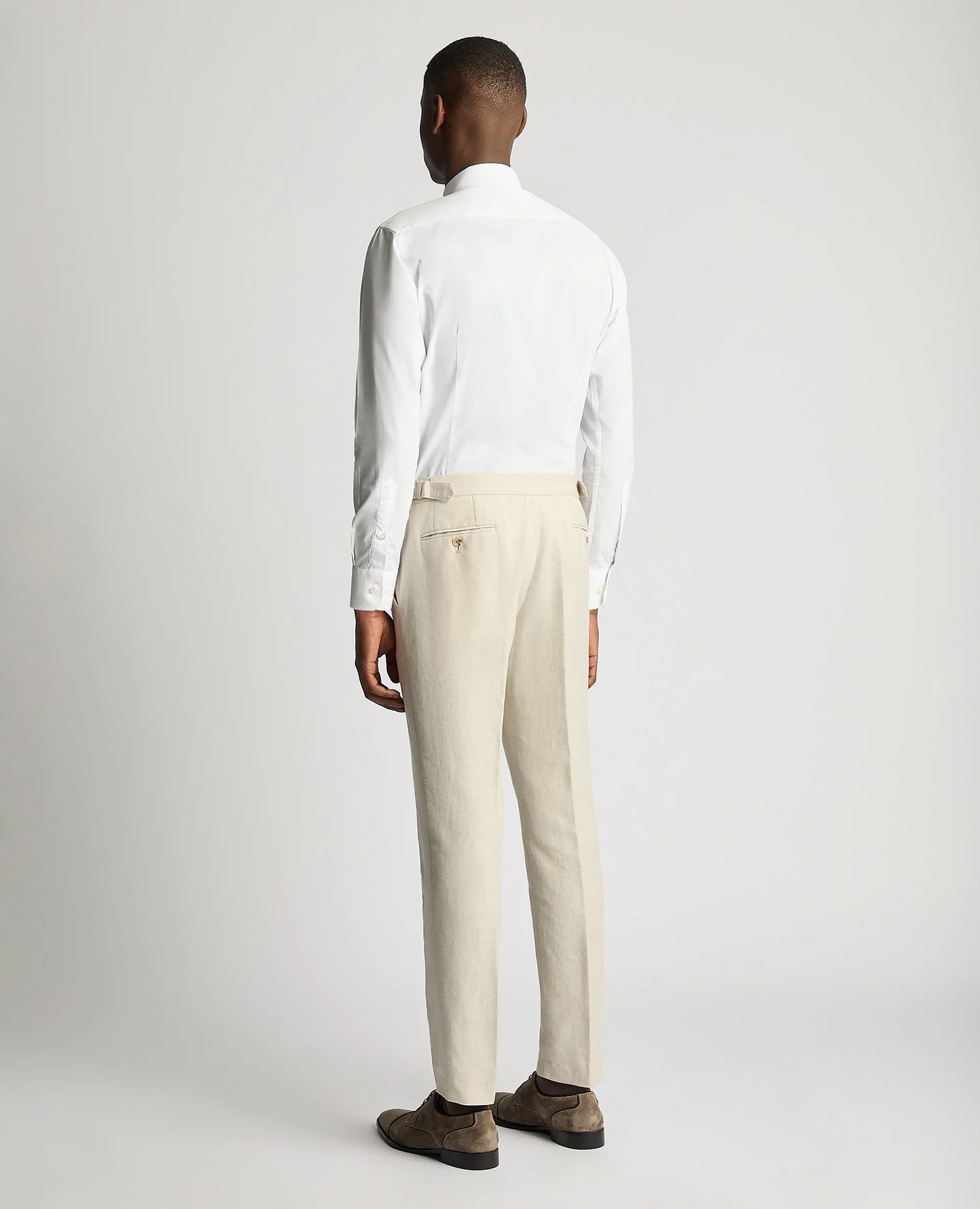 Slim Fit Linen Blend Suit Trousers - Image 3