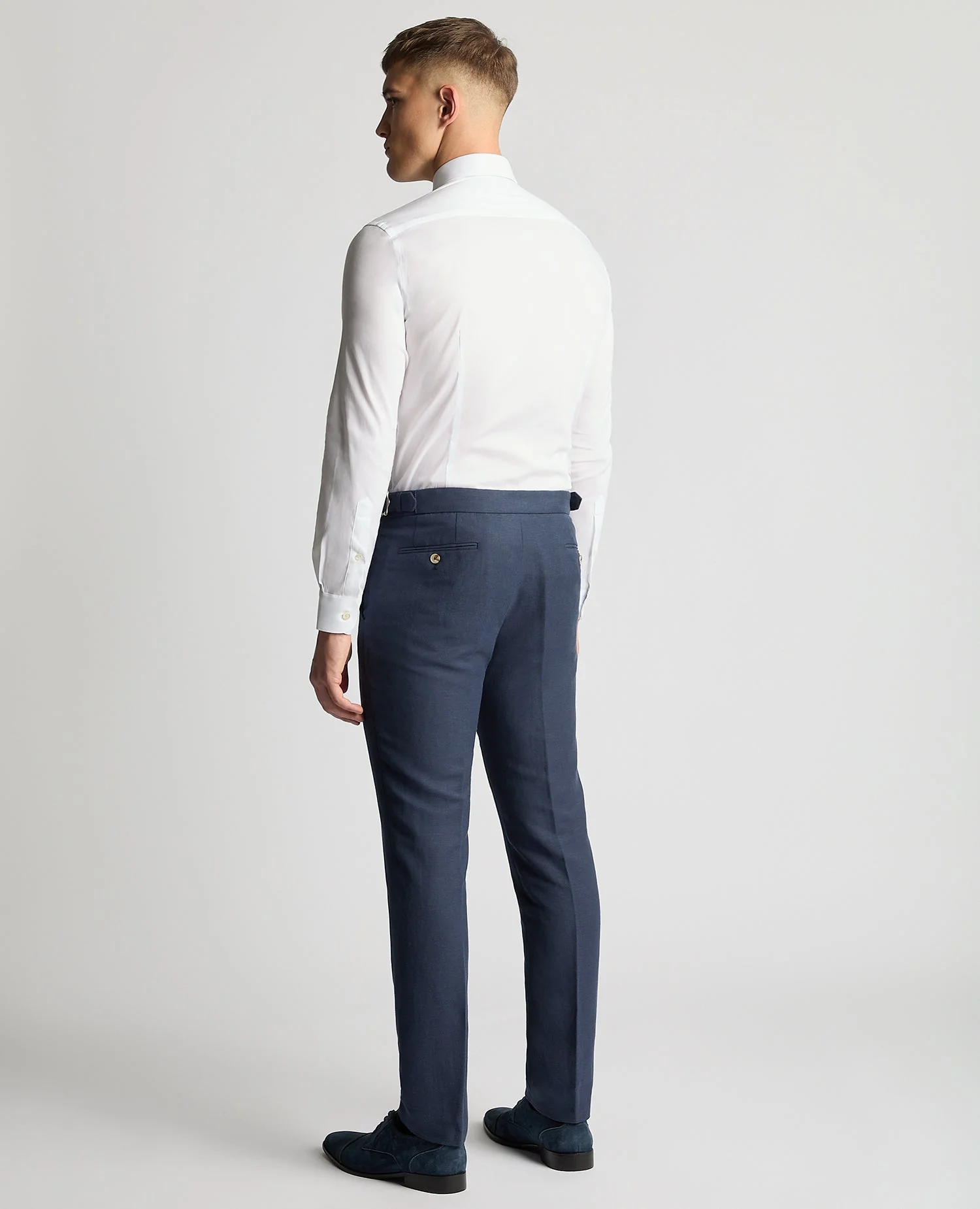 Slim Fit Linen Blend Suit Trousers - Image 3