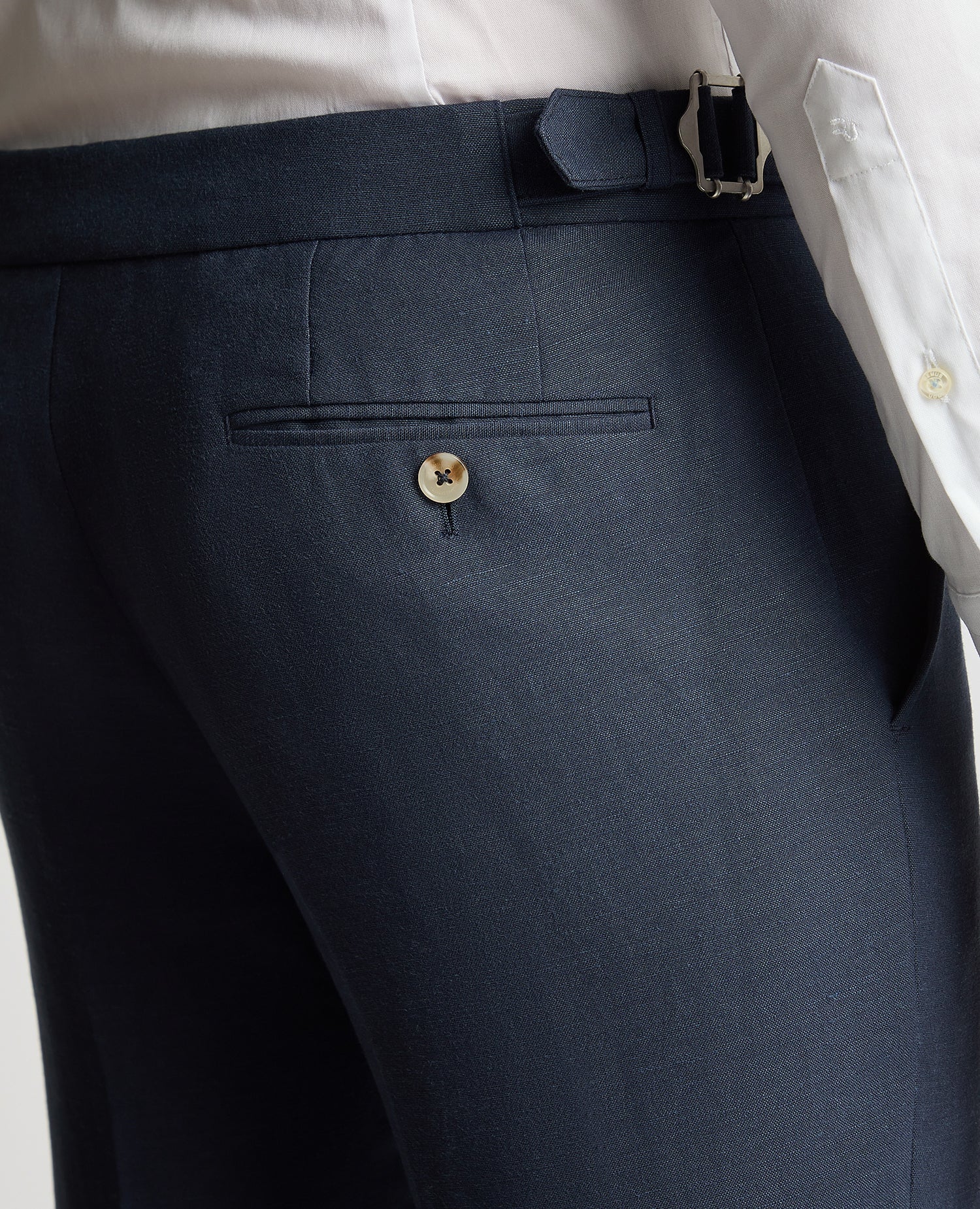 Slim Fit Linen Blend Suit Trousers - Image 5