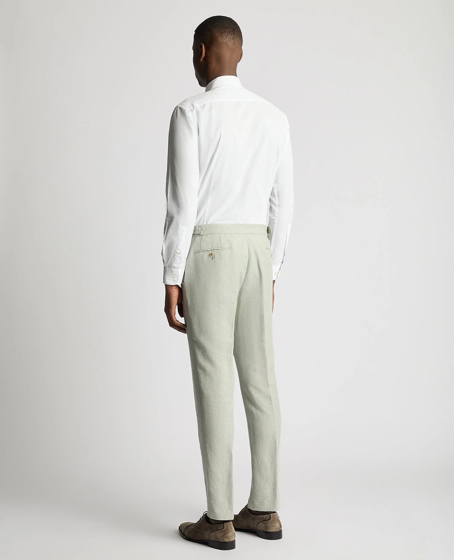 Slim Leg Linen-Blend Formal Trousers - Image 3