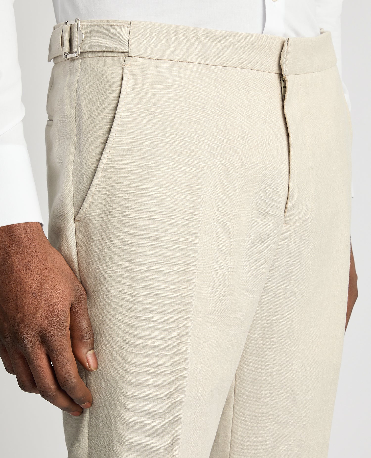Slim Fit Linen Blend Suit Trousers - Image 4