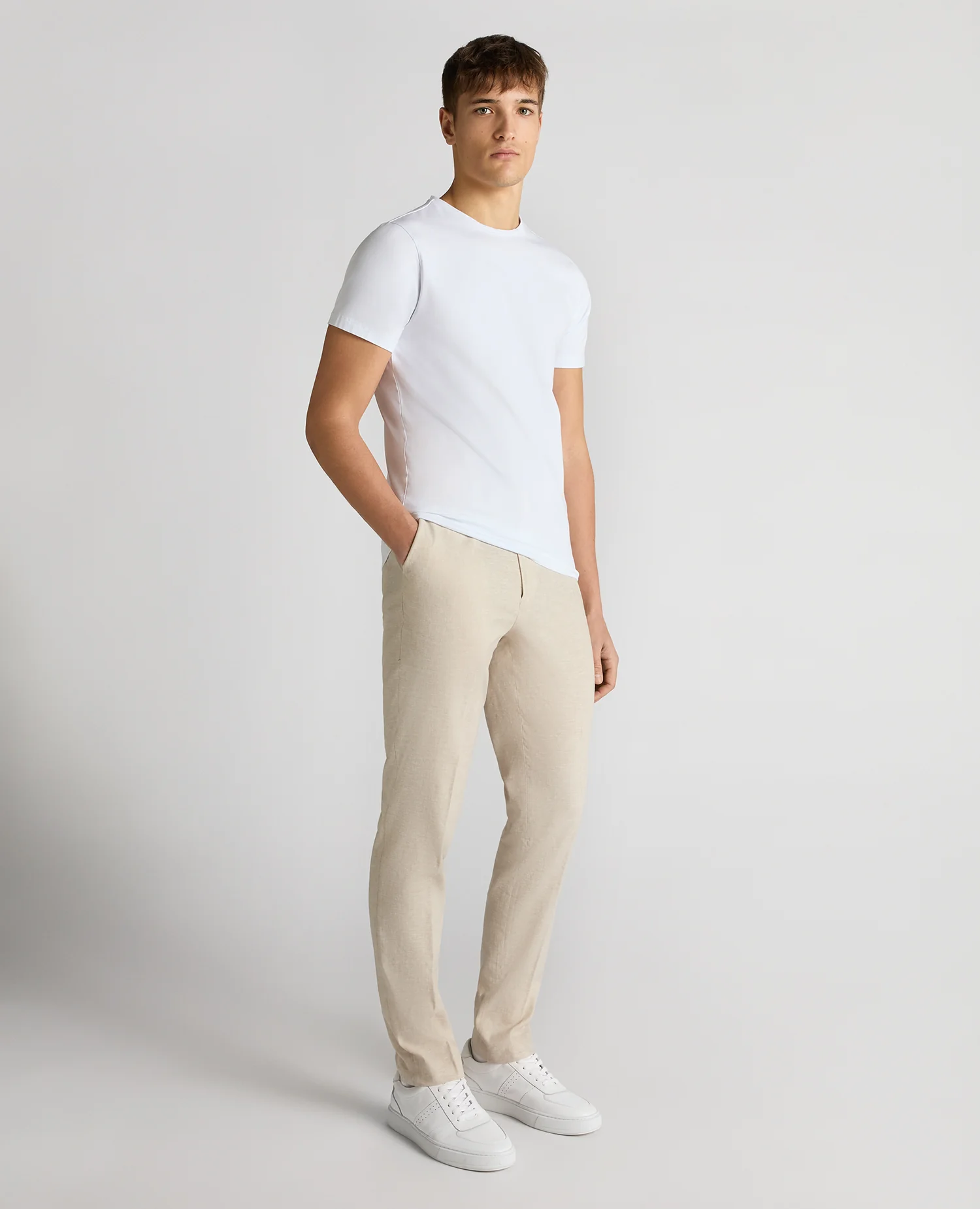 Slim Leg Linen-Blend Trousers - Image 2