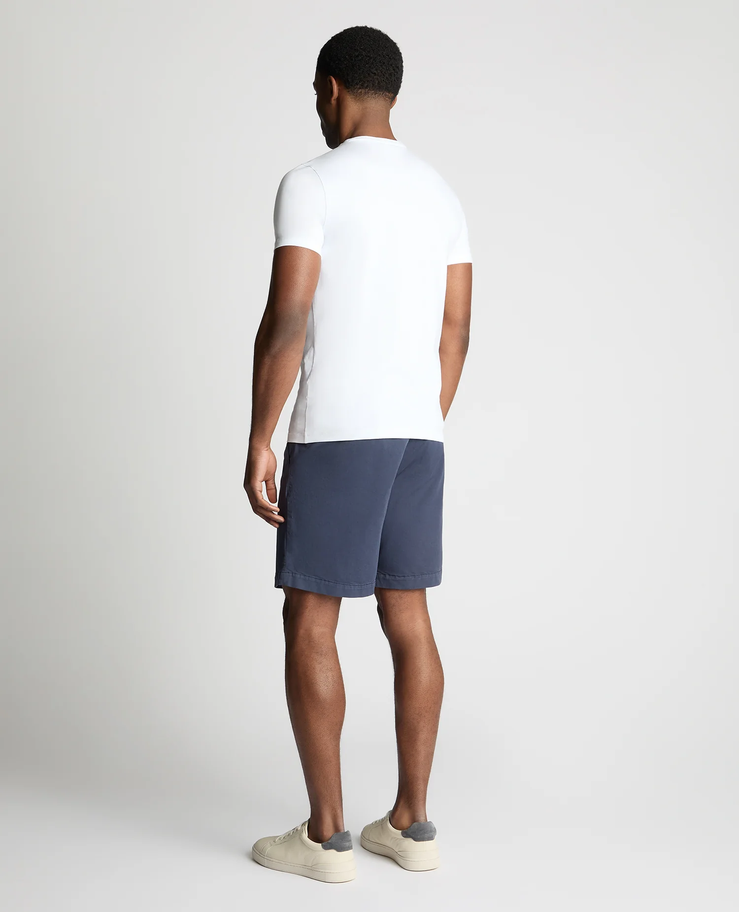 Navy Straight Leg Cotton-Blend Chino Shorts - Image 3