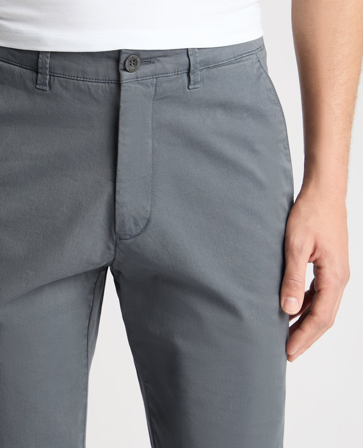 Grey Straight Leg Cotton Stretch Chino - Image 4
