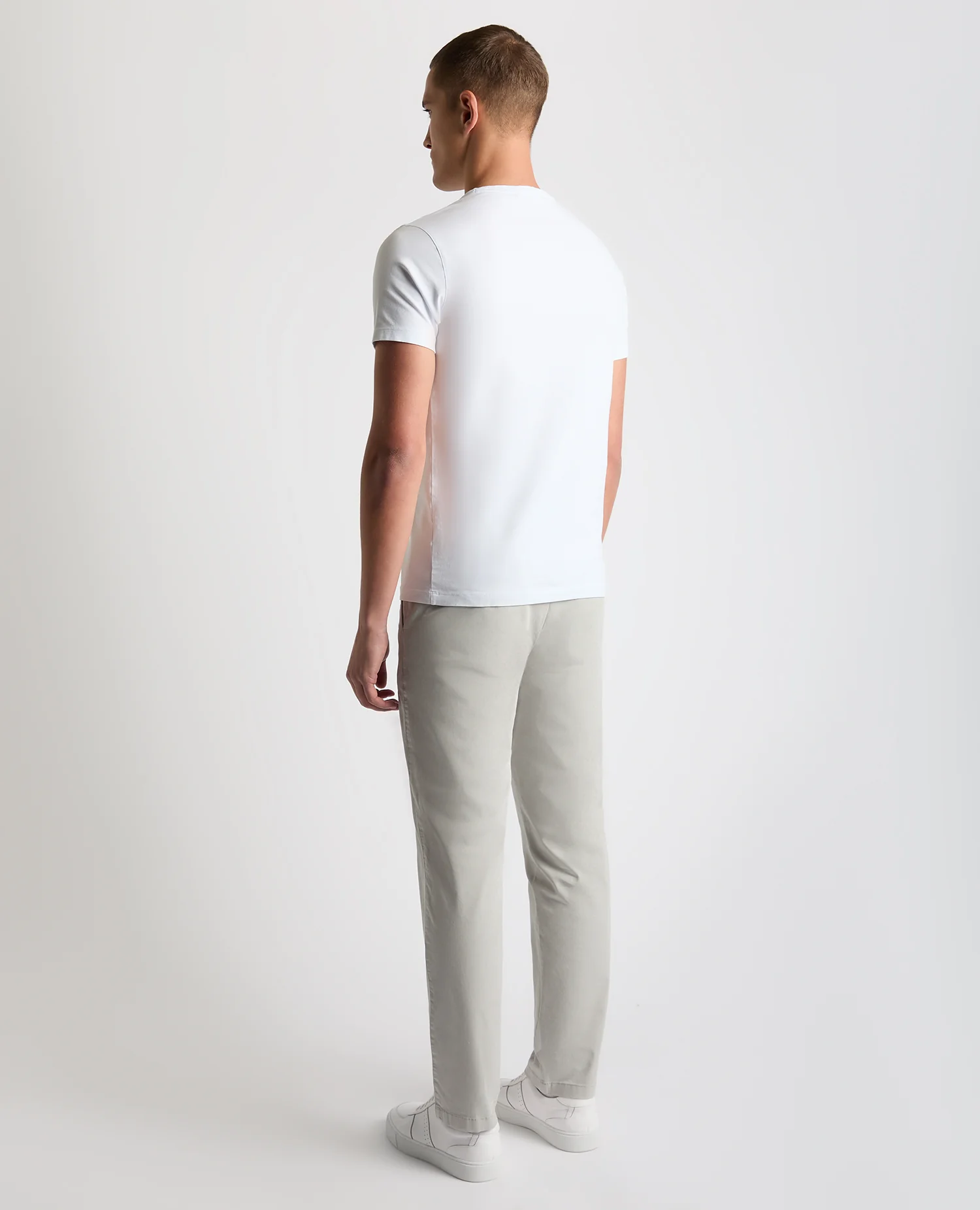 Light Grey Straight Leg Cotton Stretch Chino - Image 3