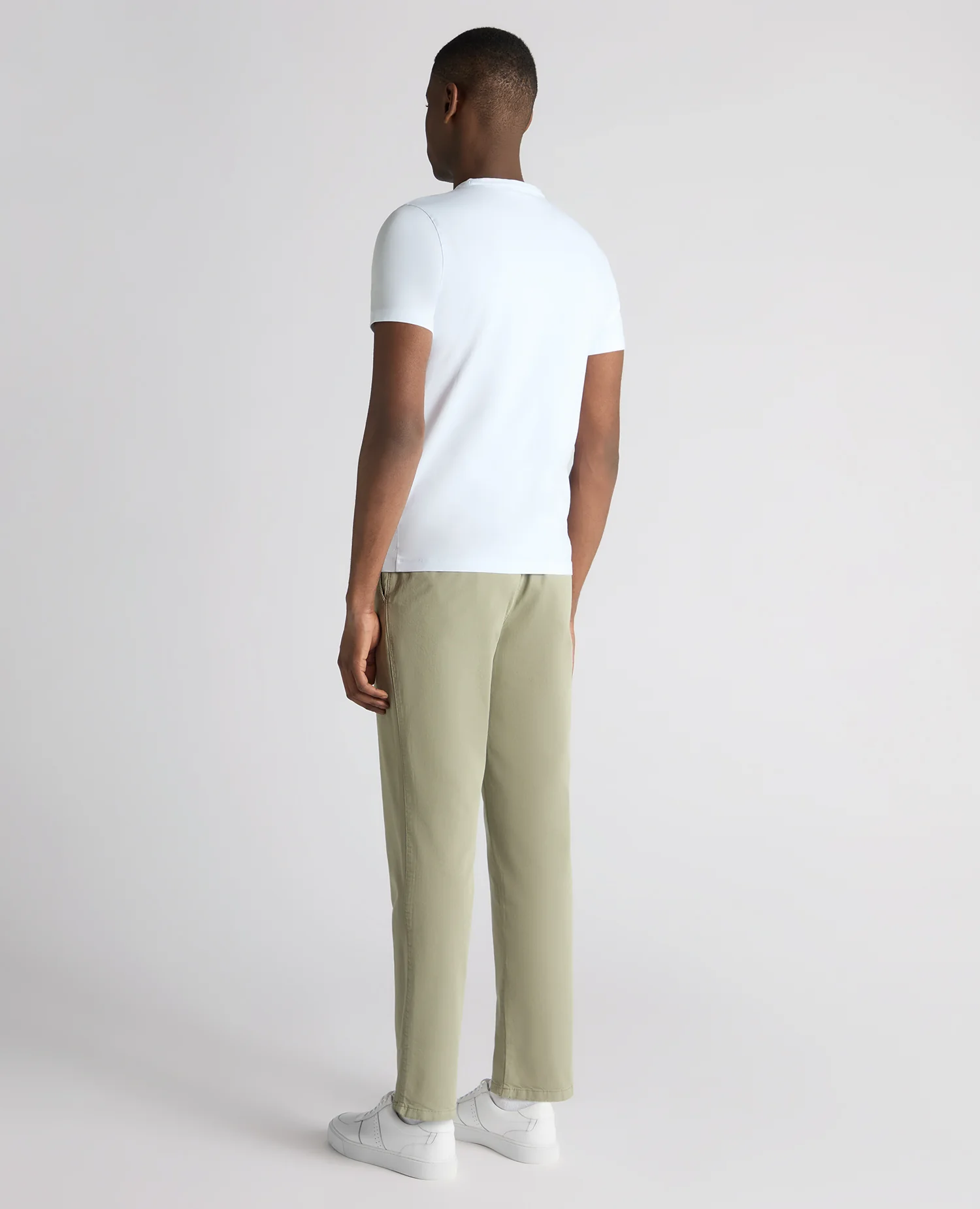 Green Straight Leg Cotton-Tencel Blend Chinos - Image 3