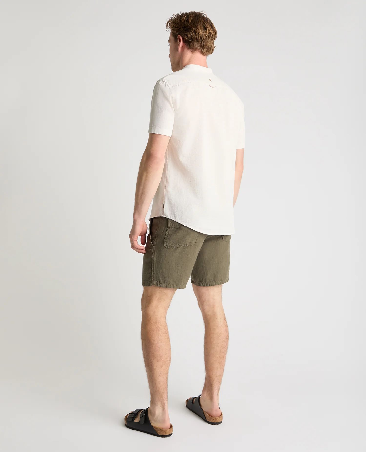 Green Straight Leg Linen Shorts - Image 3
