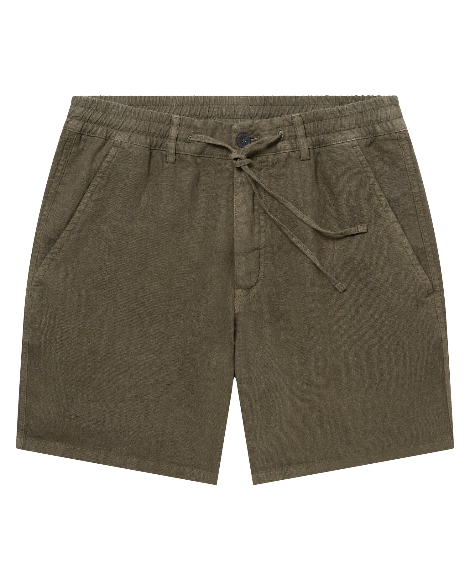 Green Straight Leg Linen Shorts - Image 6