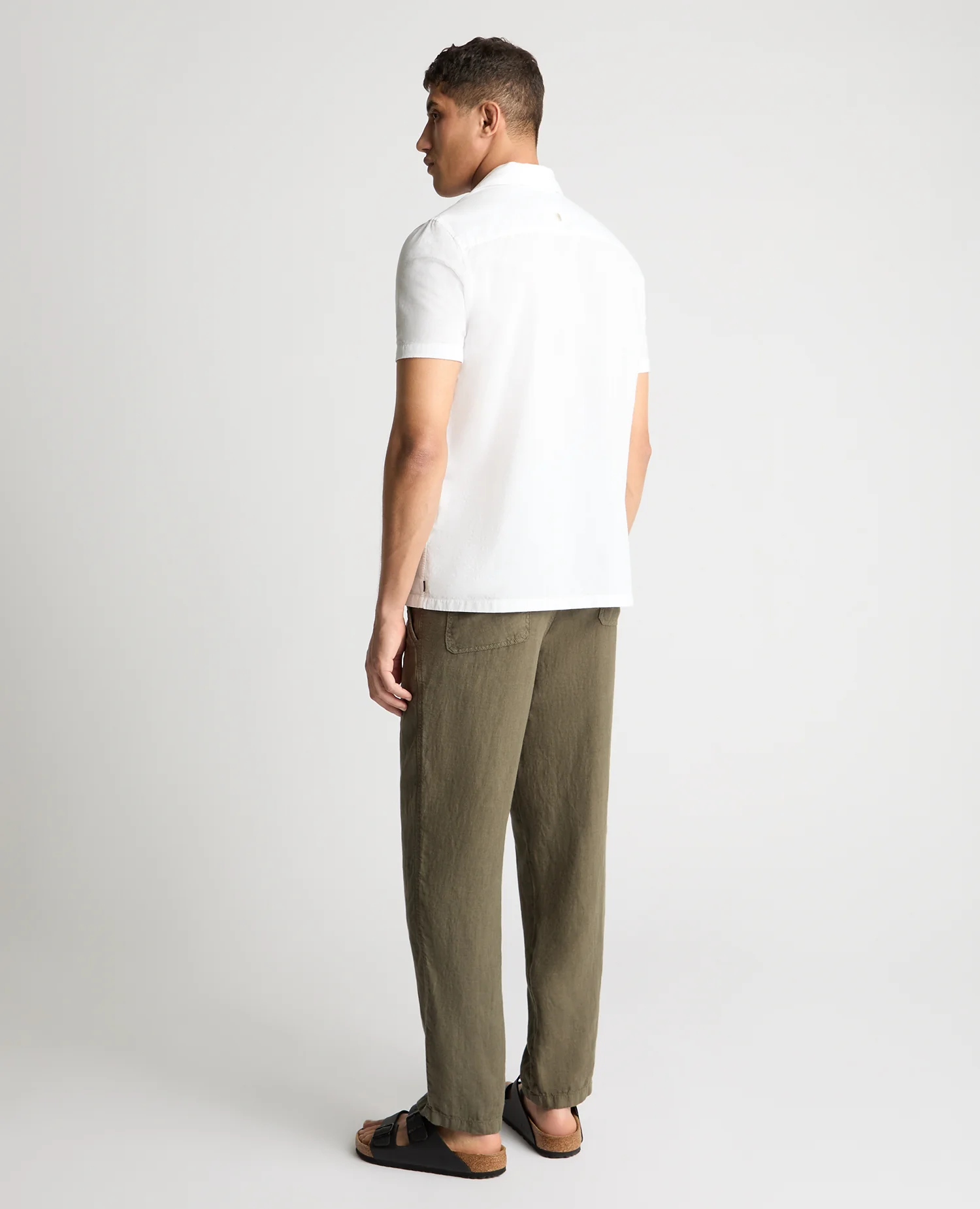 Green Straight Leg Linen Trousers - Image 3