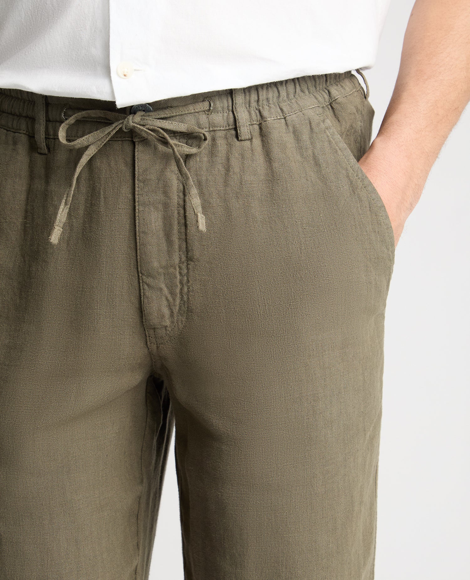 Green Straight Leg Linen Trousers - Image 4