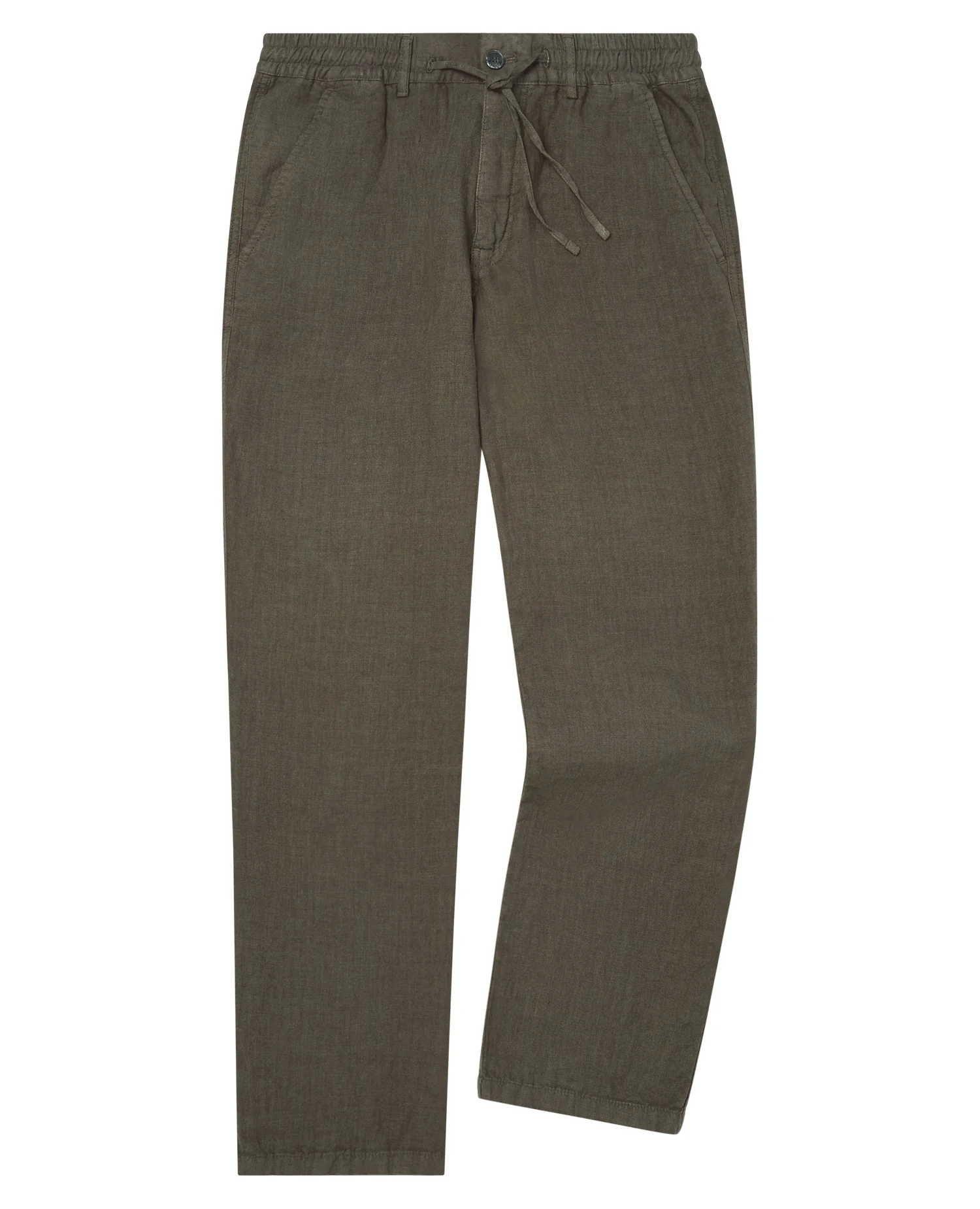 Green Straight Leg Linen Trousers - Image 6